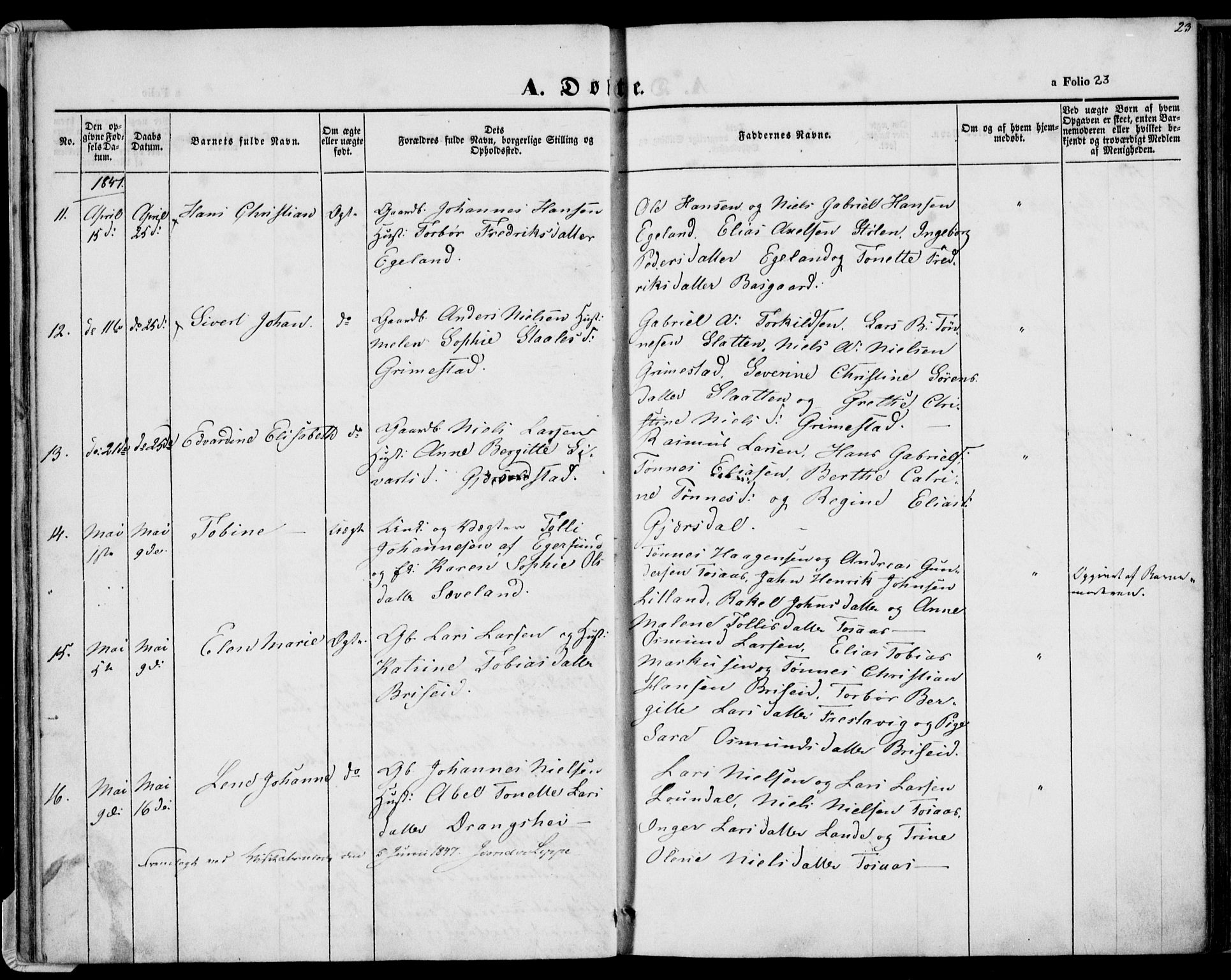 Herad sokneprestkontor, AV/SAK-1111-0018/F/Fa/Faa/L0004: Parish register (official) no. A 4, 1844-1853, p. 23