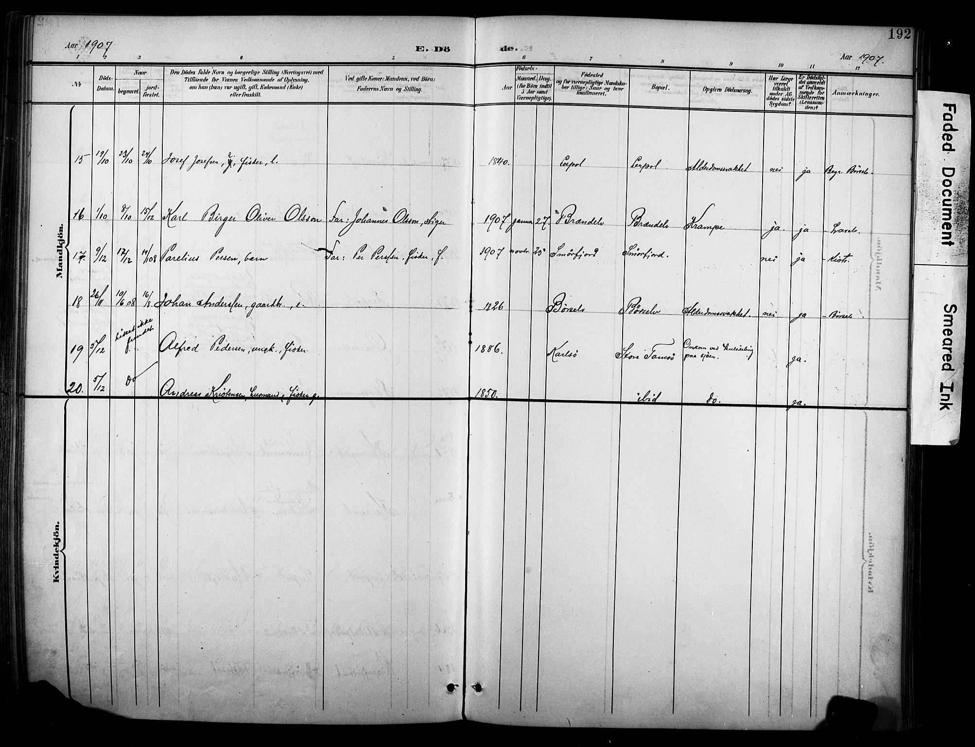 Kistrand/Porsanger sokneprestembete, AV/SATØ-S-1351/H/Ha/L0013.kirke: Parish register (official) no. 13, 1899-1907, p. 192