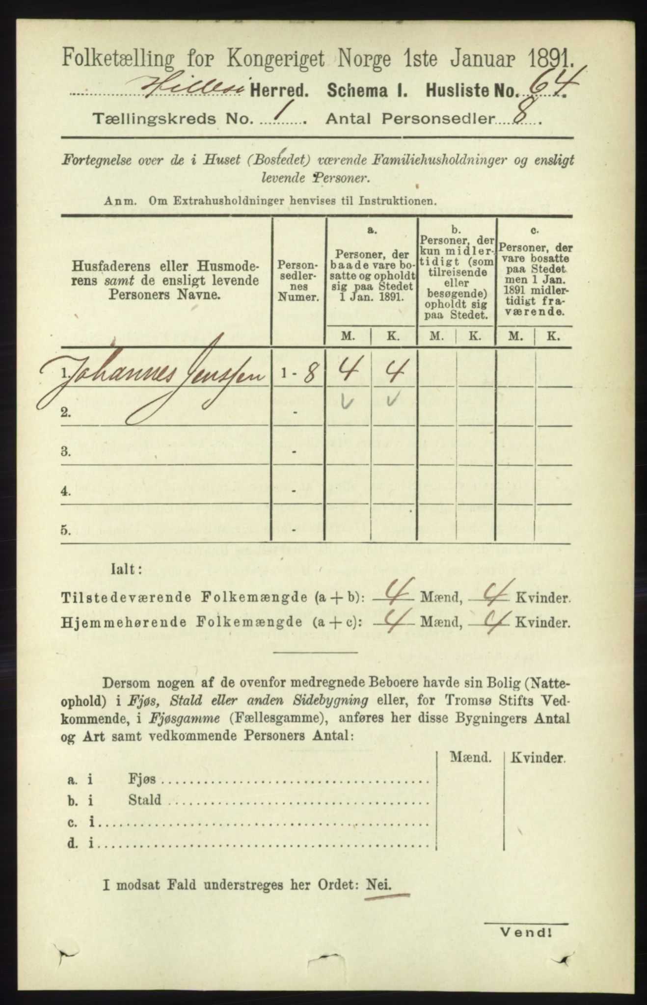 RA, 1891 census for 1930 Hillesøy, 1891, p. 77