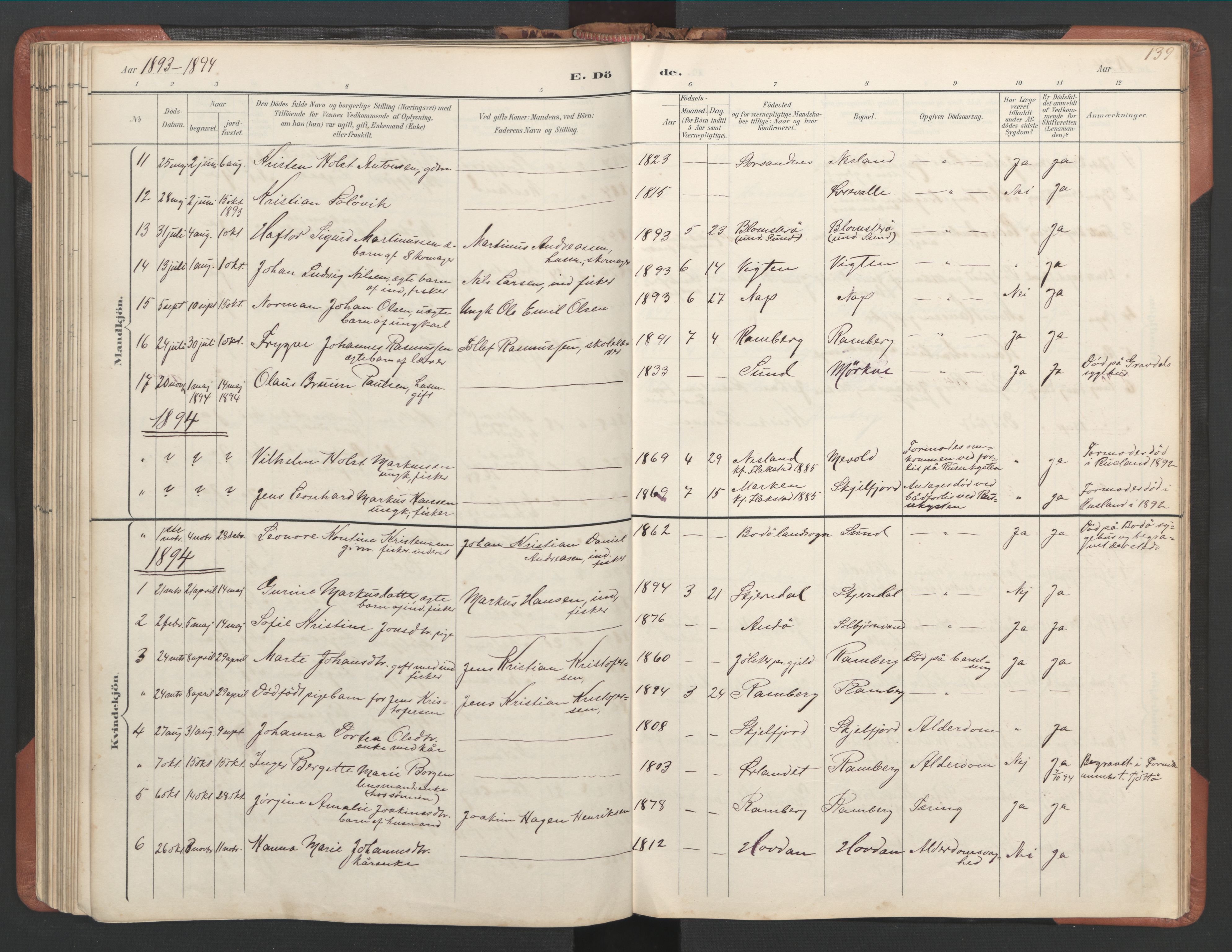 Ministerialprotokoller, klokkerbøker og fødselsregistre - Nordland, AV/SAT-A-1459/885/L1214: Parish register (copy) no. 885C03, 1893-1958, p. 139