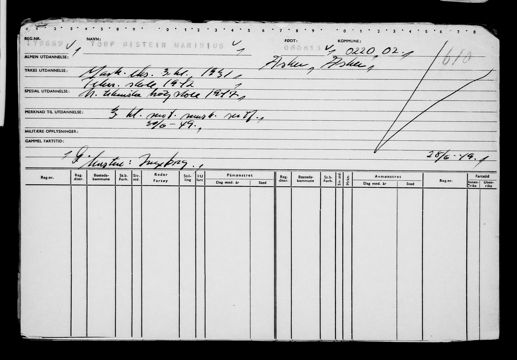 Direktoratet for sjømenn, AV/RA-S-3545/G/Gb/L0113: Hovedkort, 1913, p. 123