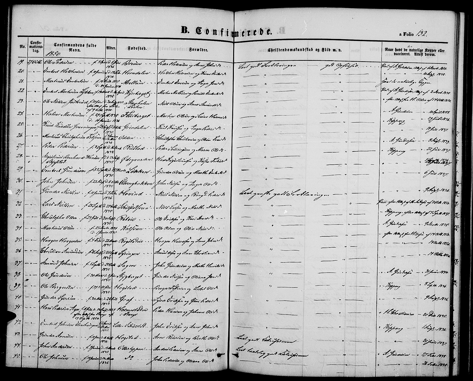 Elverum prestekontor, AV/SAH-PREST-044/H/Ha/Hab/L0002: Parish register (copy) no. 2, 1845-1855, p. 132