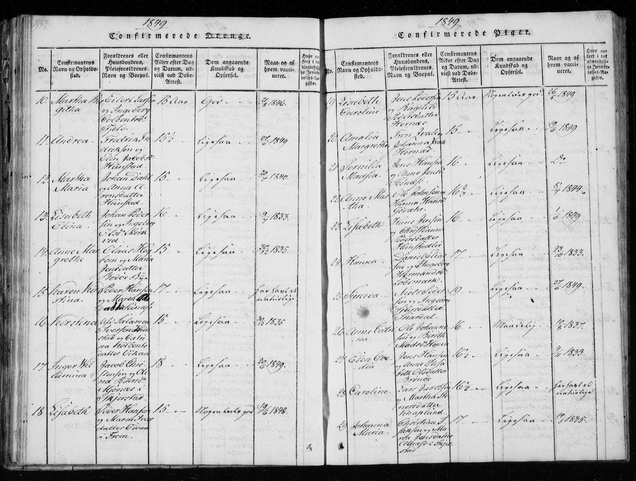 Ministerialprotokoller, klokkerbøker og fødselsregistre - Nordland, AV/SAT-A-1459/801/L0026: Parish register (copy) no. 801C01, 1820-1855, p. 454-455