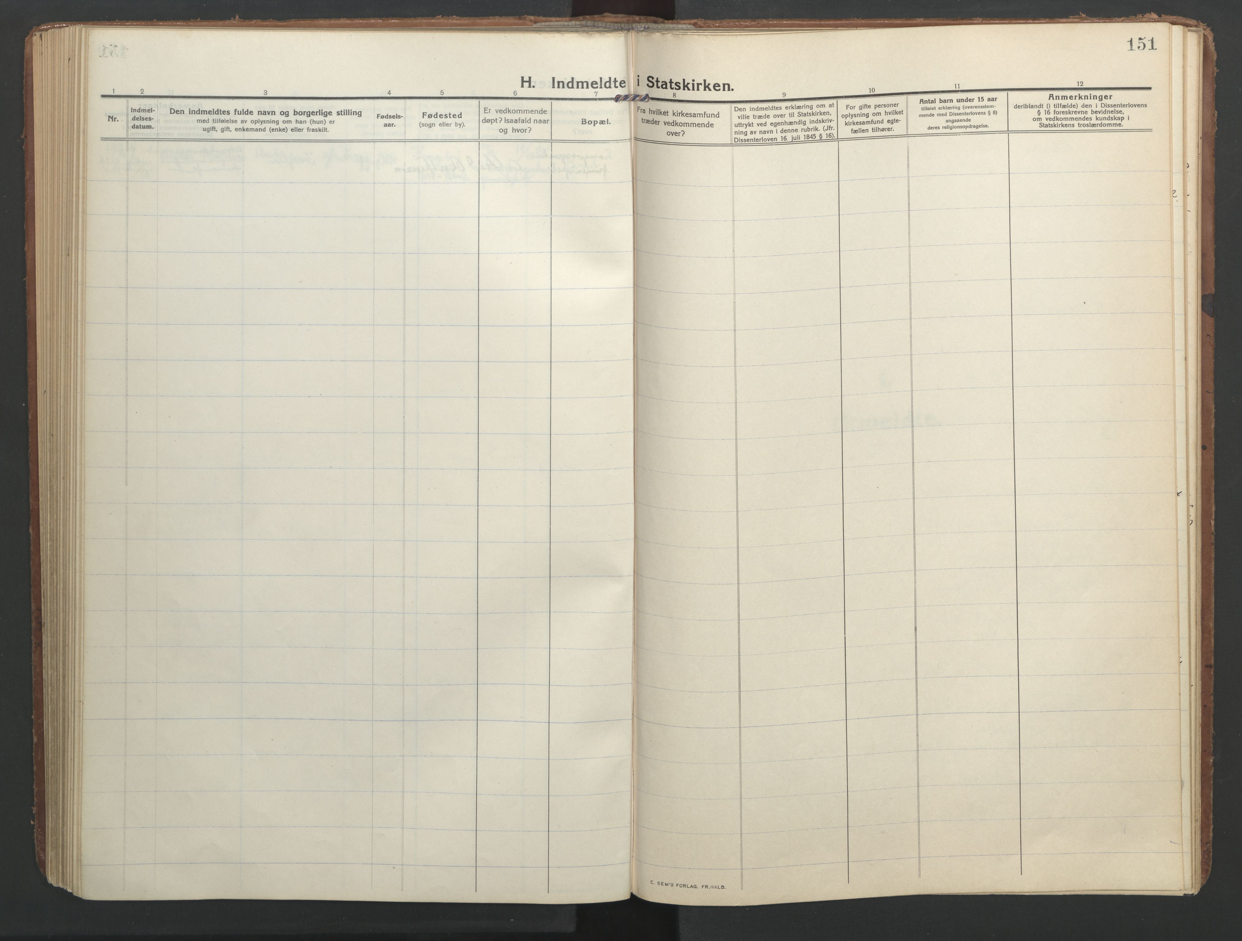 Ministerialprotokoller, klokkerbøker og fødselsregistre - Nordland, SAT/A-1459/827/L0405: Parish register (official) no. 827A17, 1912-1925, p. 151