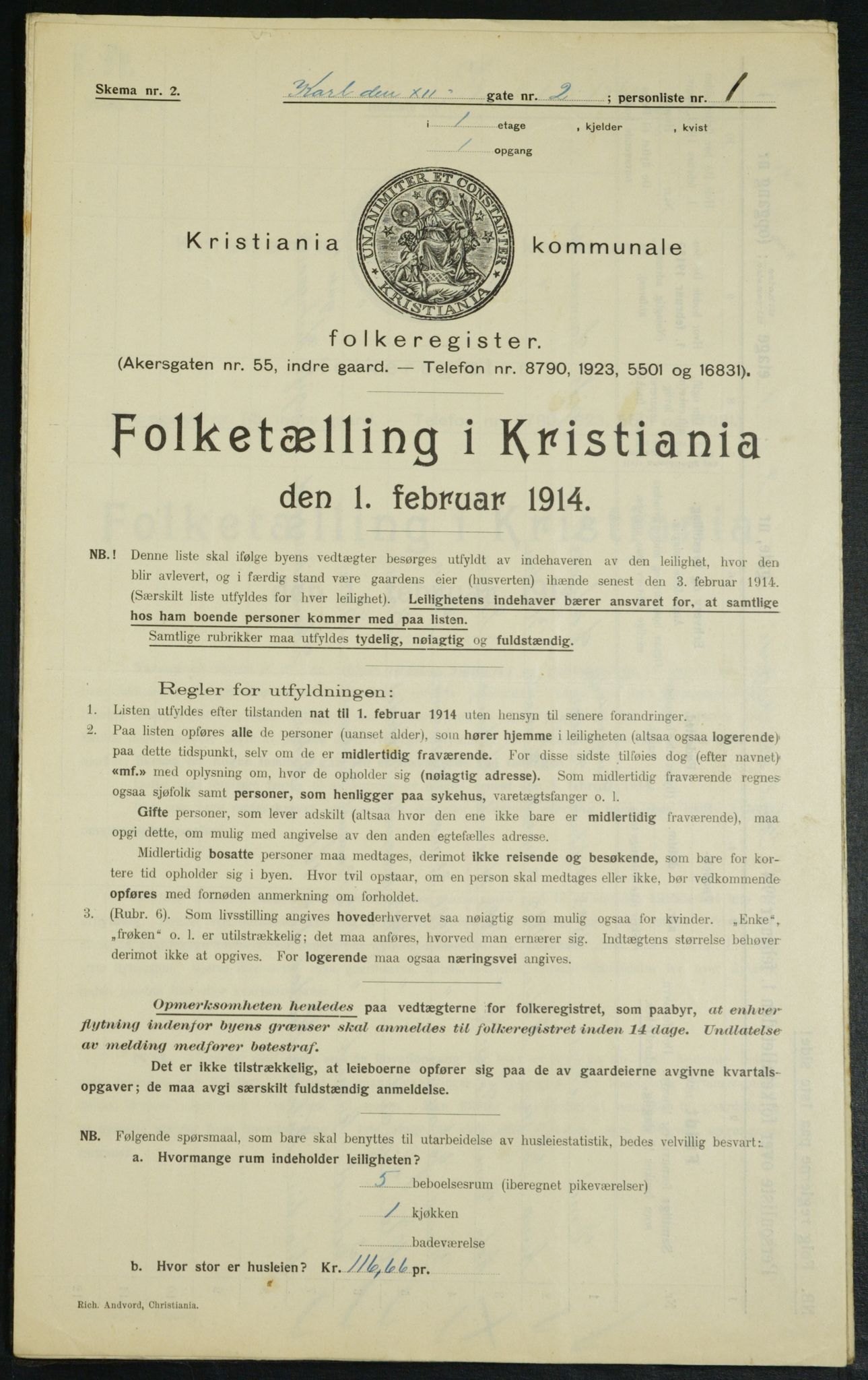 OBA, Municipal Census 1914 for Kristiania, 1914, p. 48250