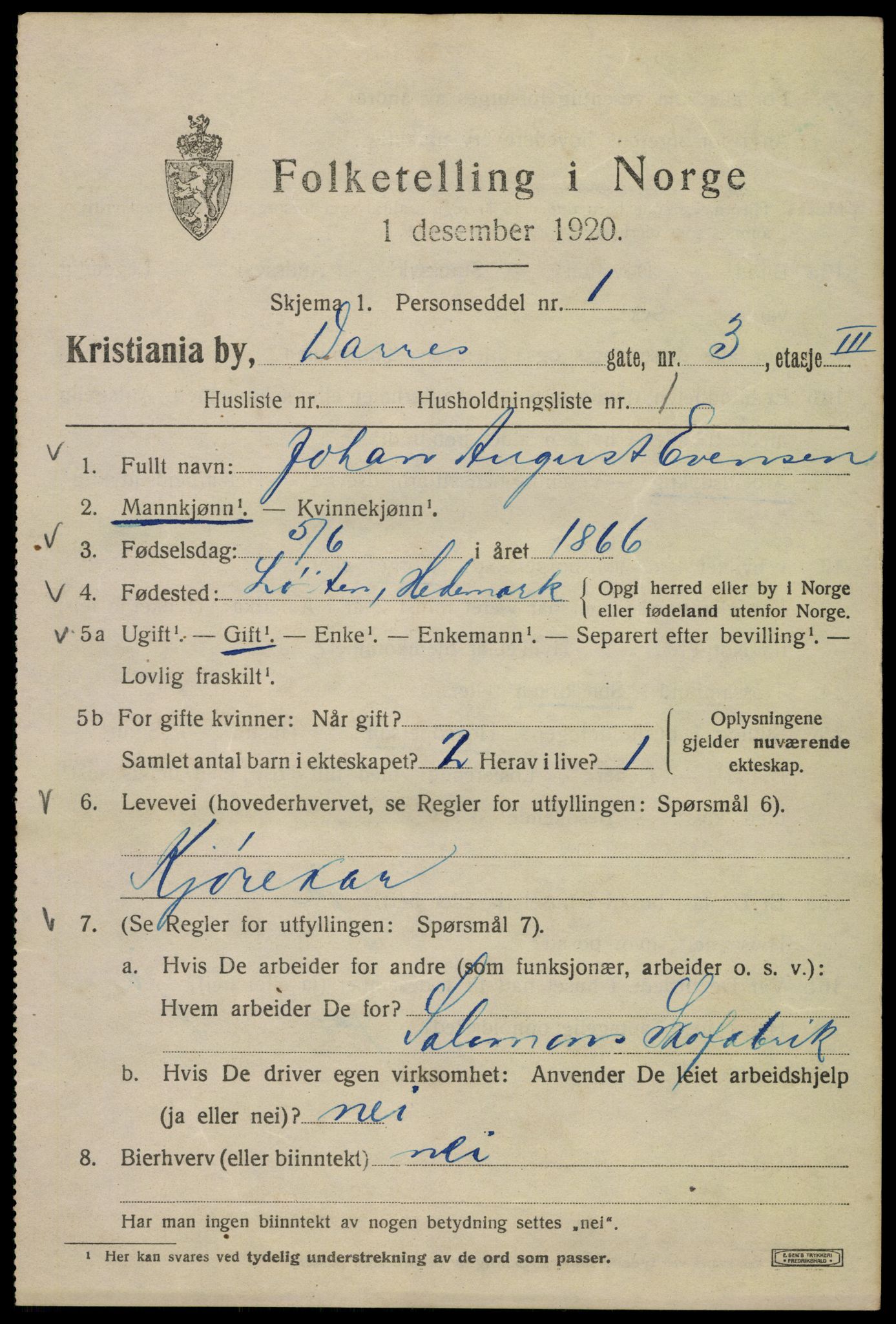 SAO, 1920 census for Kristiania, 1920, p. 197445