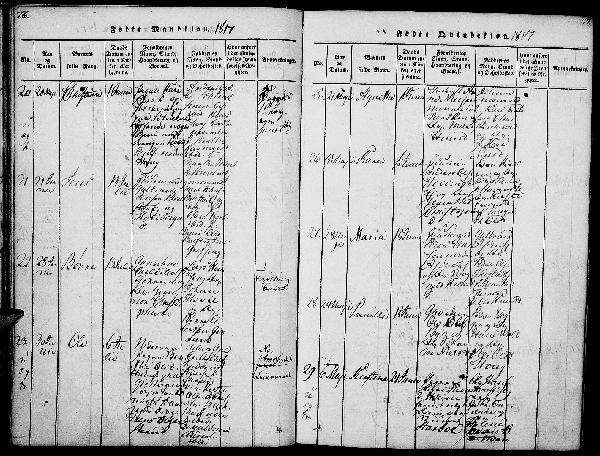 Nes prestekontor, Hedmark, AV/SAH-PREST-020/K/Ka/L0002: Parish register (official) no. 2, 1813-1827, p. 76-77