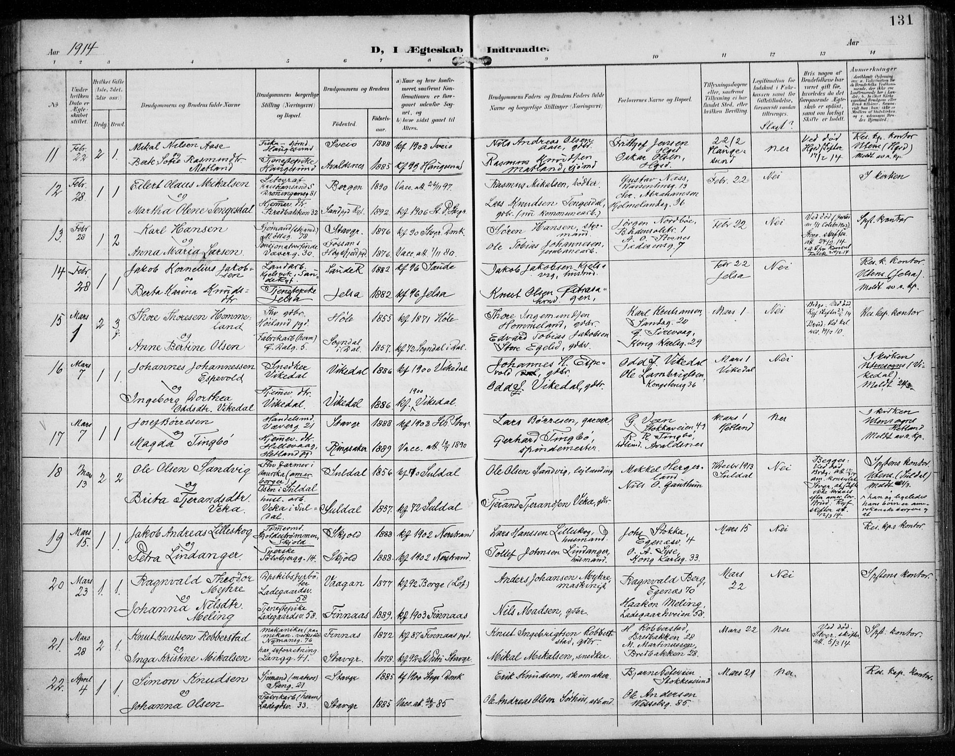 St. Petri sokneprestkontor, AV/SAST-A-101813/002/A/L0003: Parish register (official) no. A 24, 1900-1921, p. 131