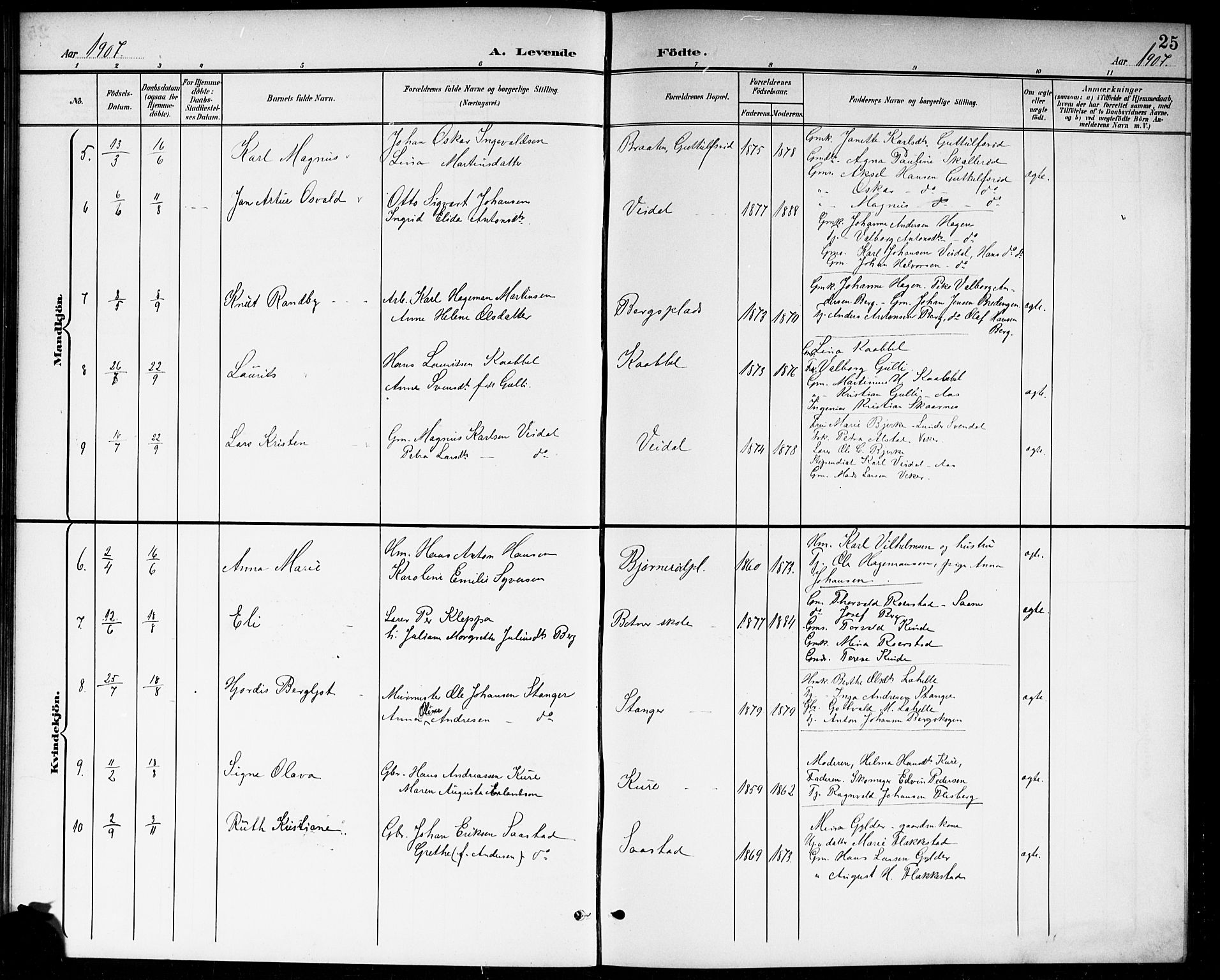 Våler prestekontor Kirkebøker, SAO/A-11083/G/Ga/L0004: Parish register (copy) no. I 4, 1901-1914, p. 25