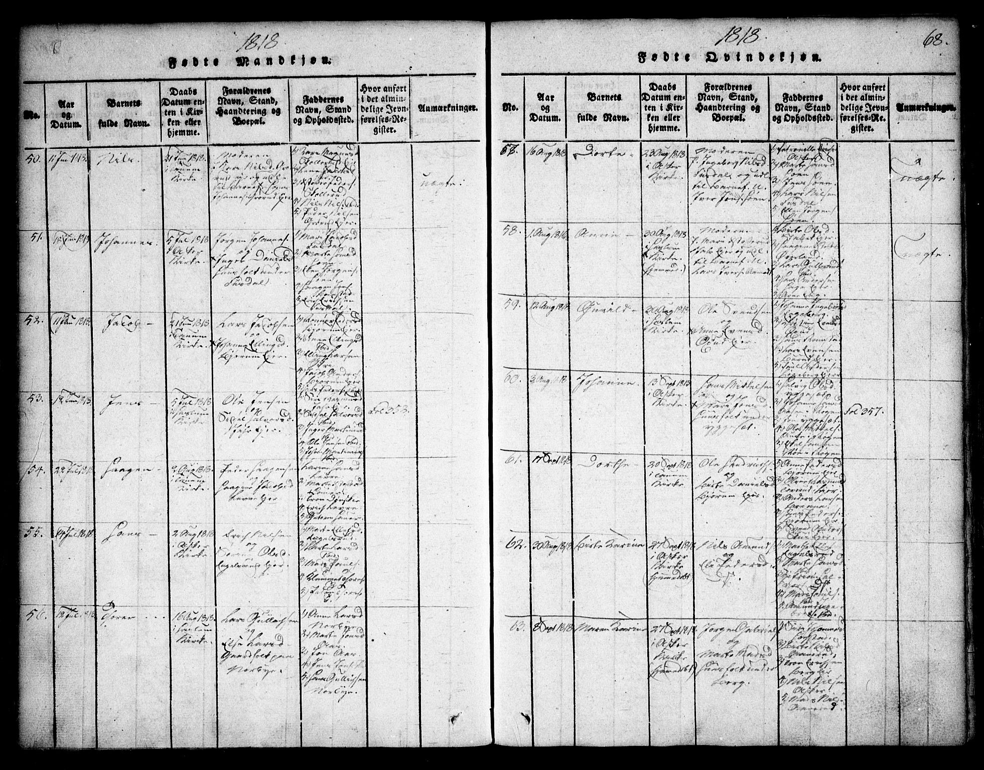 Asker prestekontor Kirkebøker, SAO/A-10256a/F/Fa/L0006: Parish register (official) no. I 6, 1814-1824, p. 68