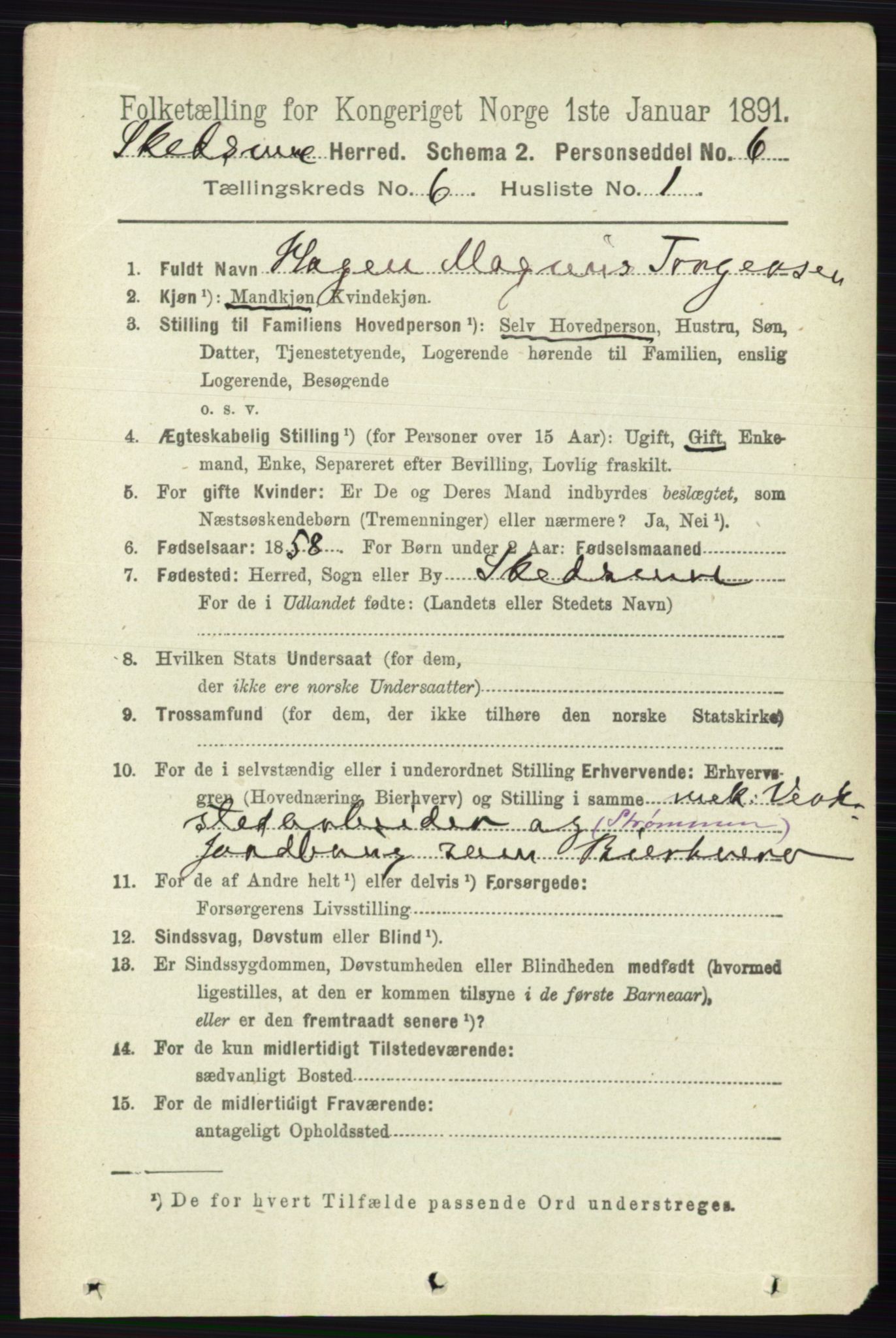 RA, 1891 census for 0231 Skedsmo, 1891, p. 2736