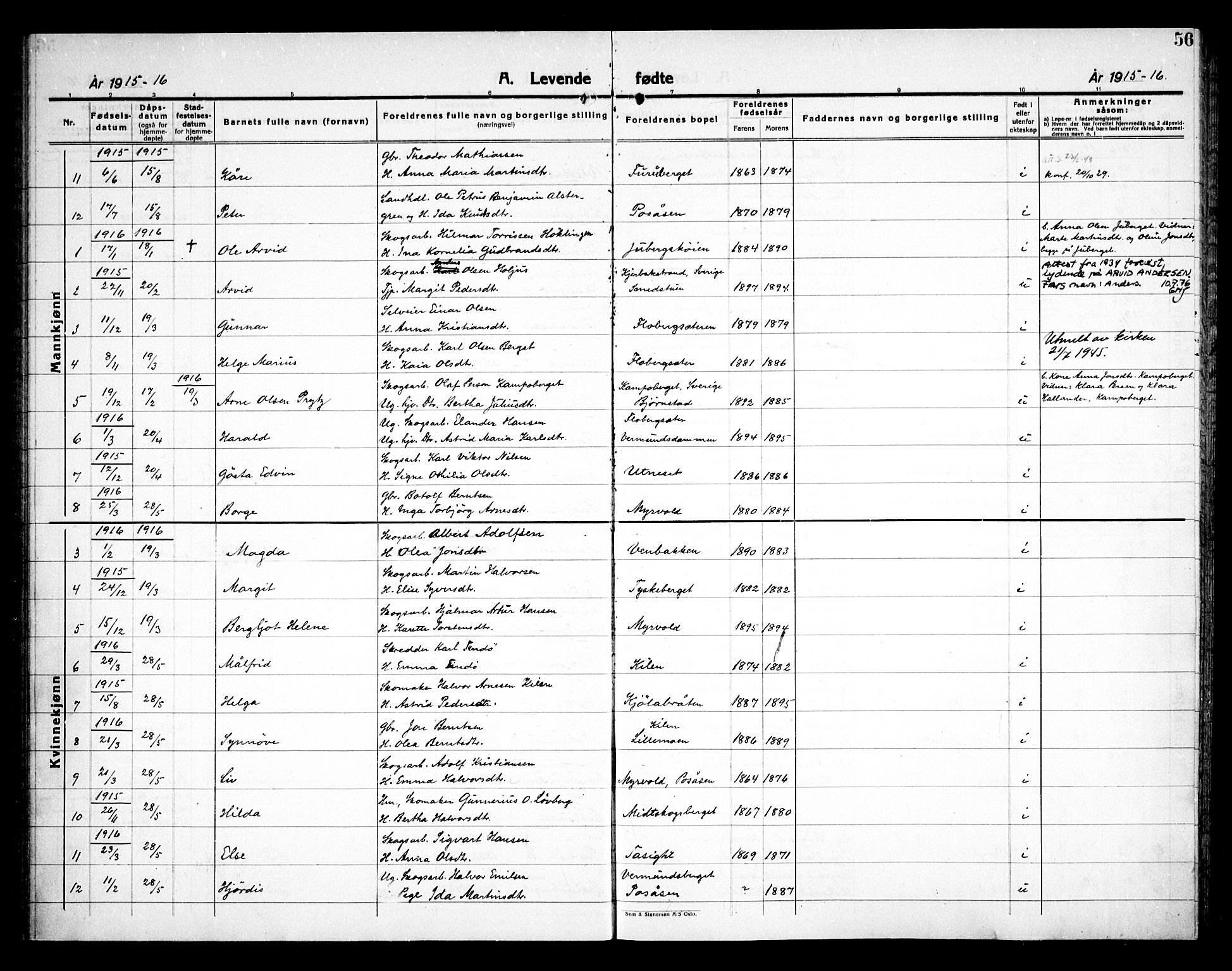 Åsnes prestekontor, AV/SAH-PREST-042/H/Ha/Haa/L0000E: Parish register (official) no. 0C, 1890-1929, p. 56