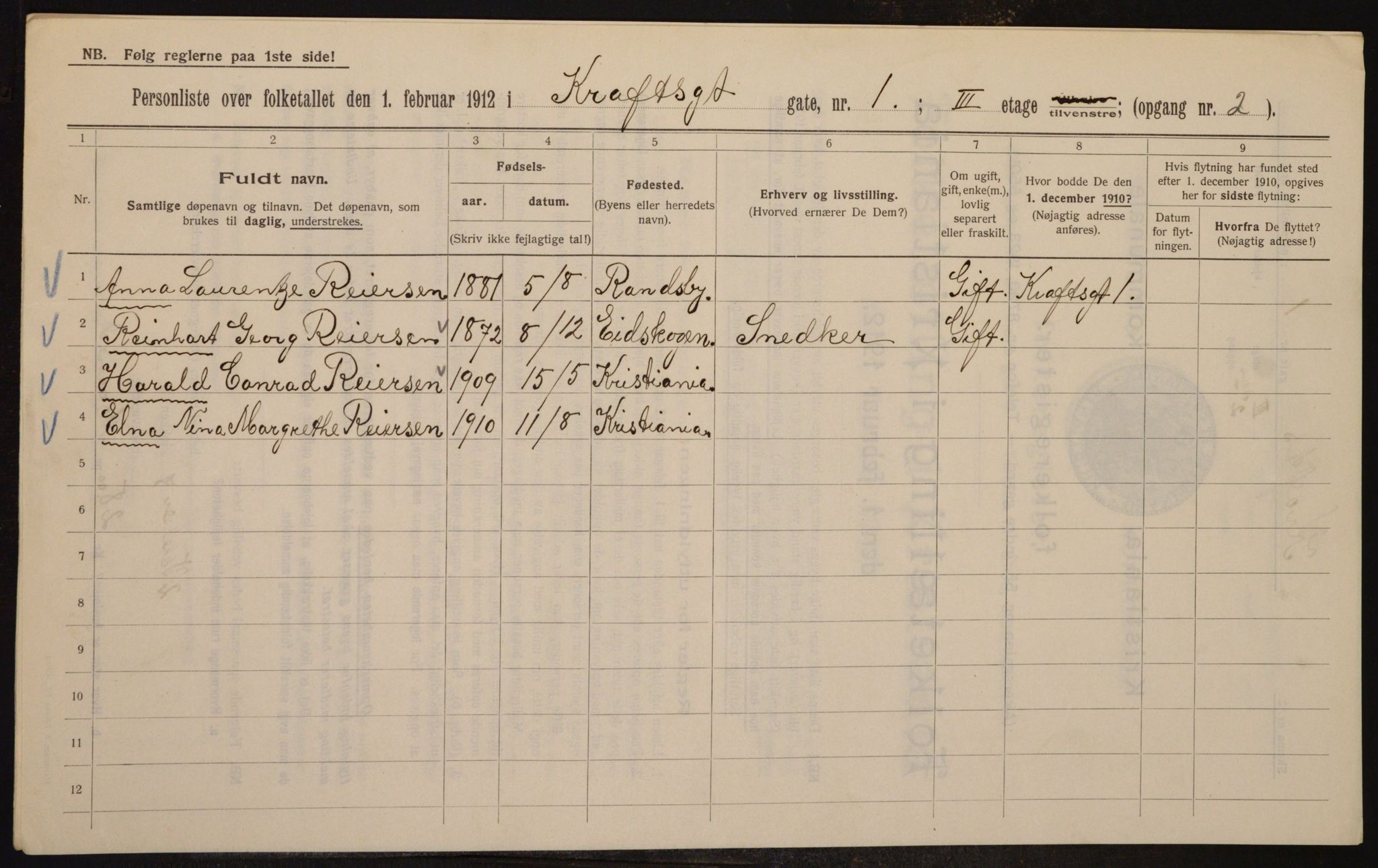 OBA, Municipal Census 1912 for Kristiania, 1912, p. 54163