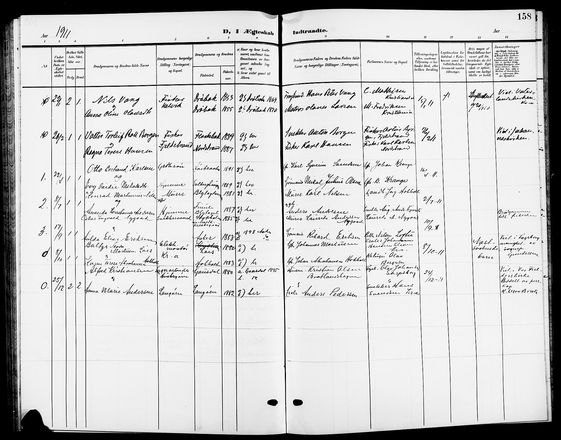 Nesodden prestekontor Kirkebøker, SAO/A-10013/G/Ga/L0002: Parish register (copy) no. I 2, 1905-1924, p. 158