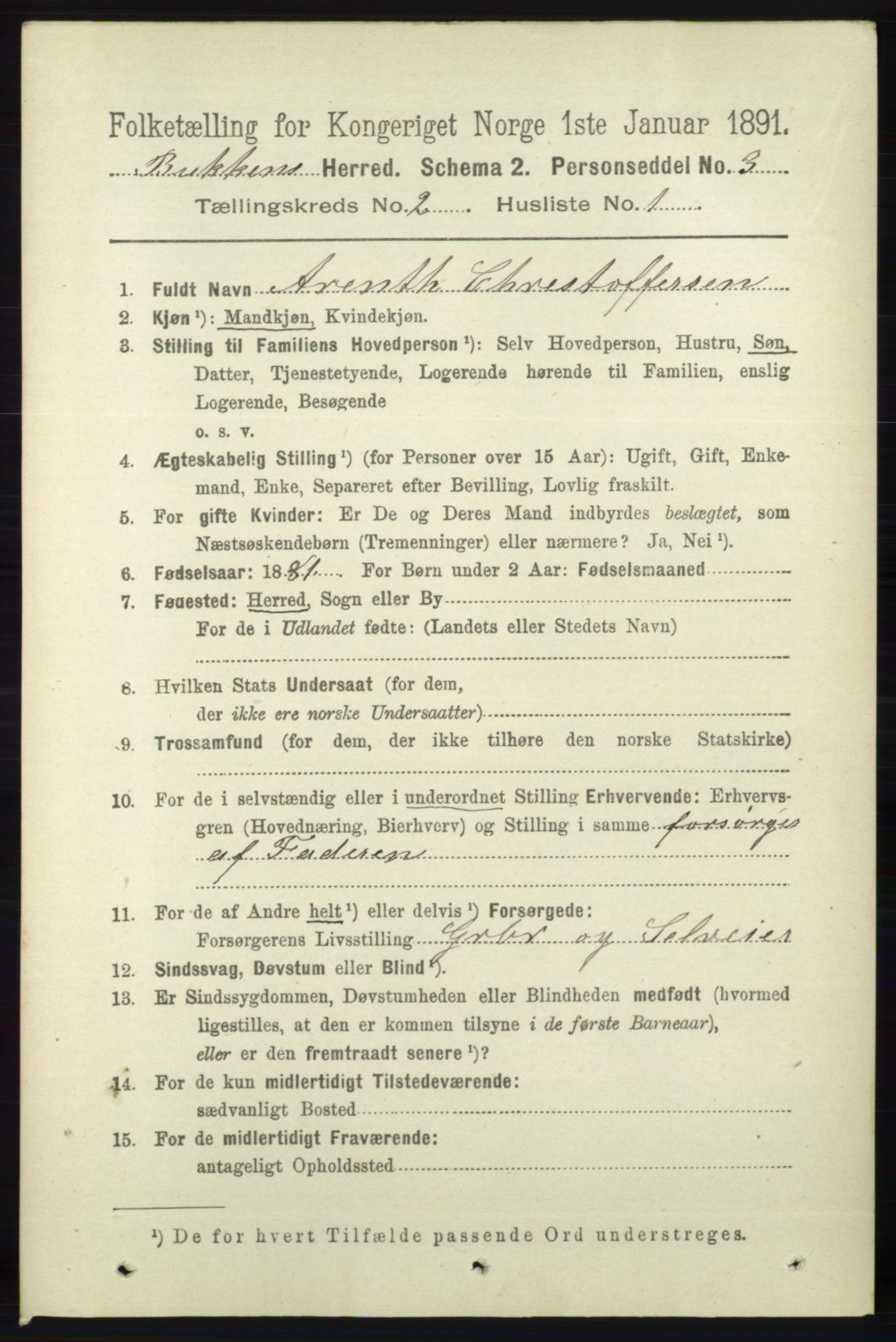 RA, 1891 census for 1145 Bokn, 1891, p. 348