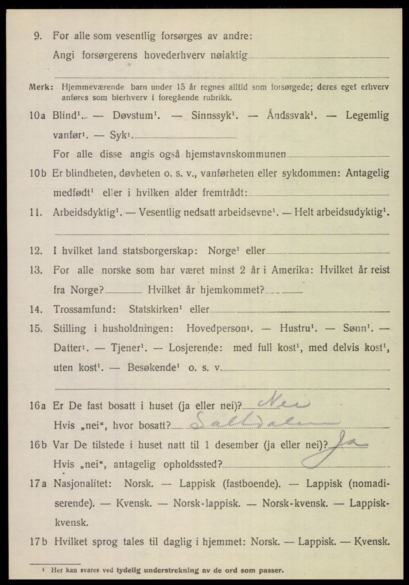 SAT, 1920 census for Sørfold, 1920, p. 6096