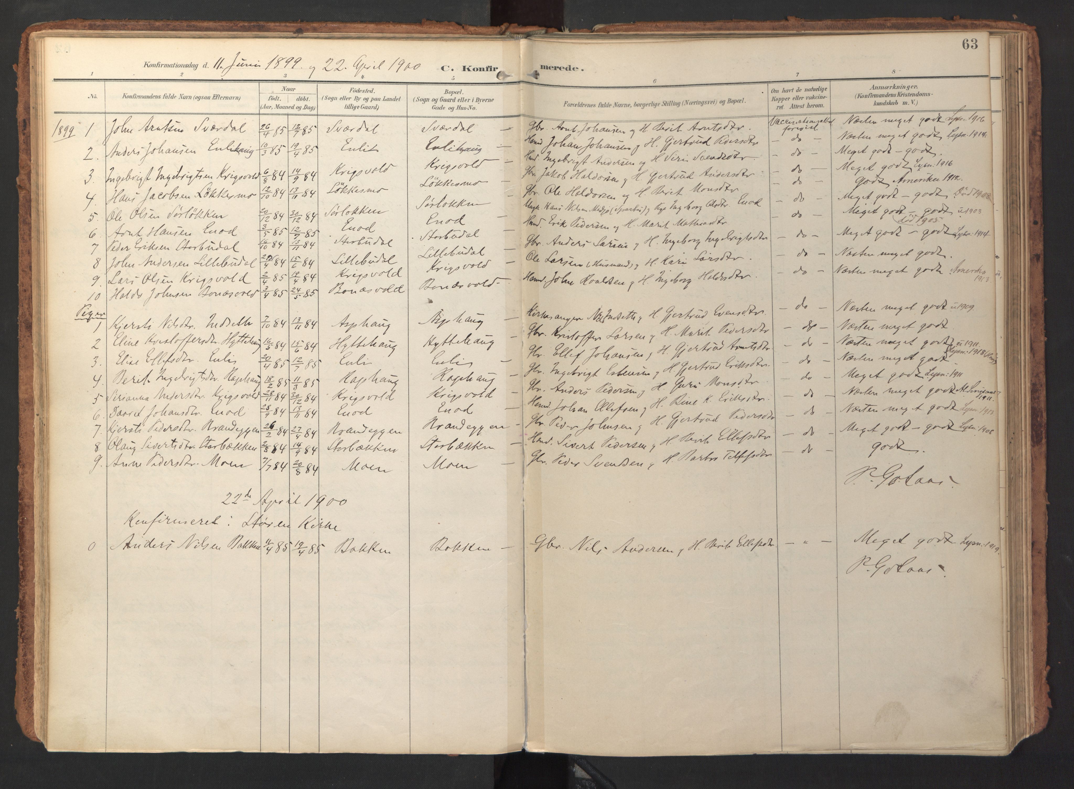 Ministerialprotokoller, klokkerbøker og fødselsregistre - Sør-Trøndelag, SAT/A-1456/690/L1050: Parish register (official) no. 690A01, 1889-1929, p. 63