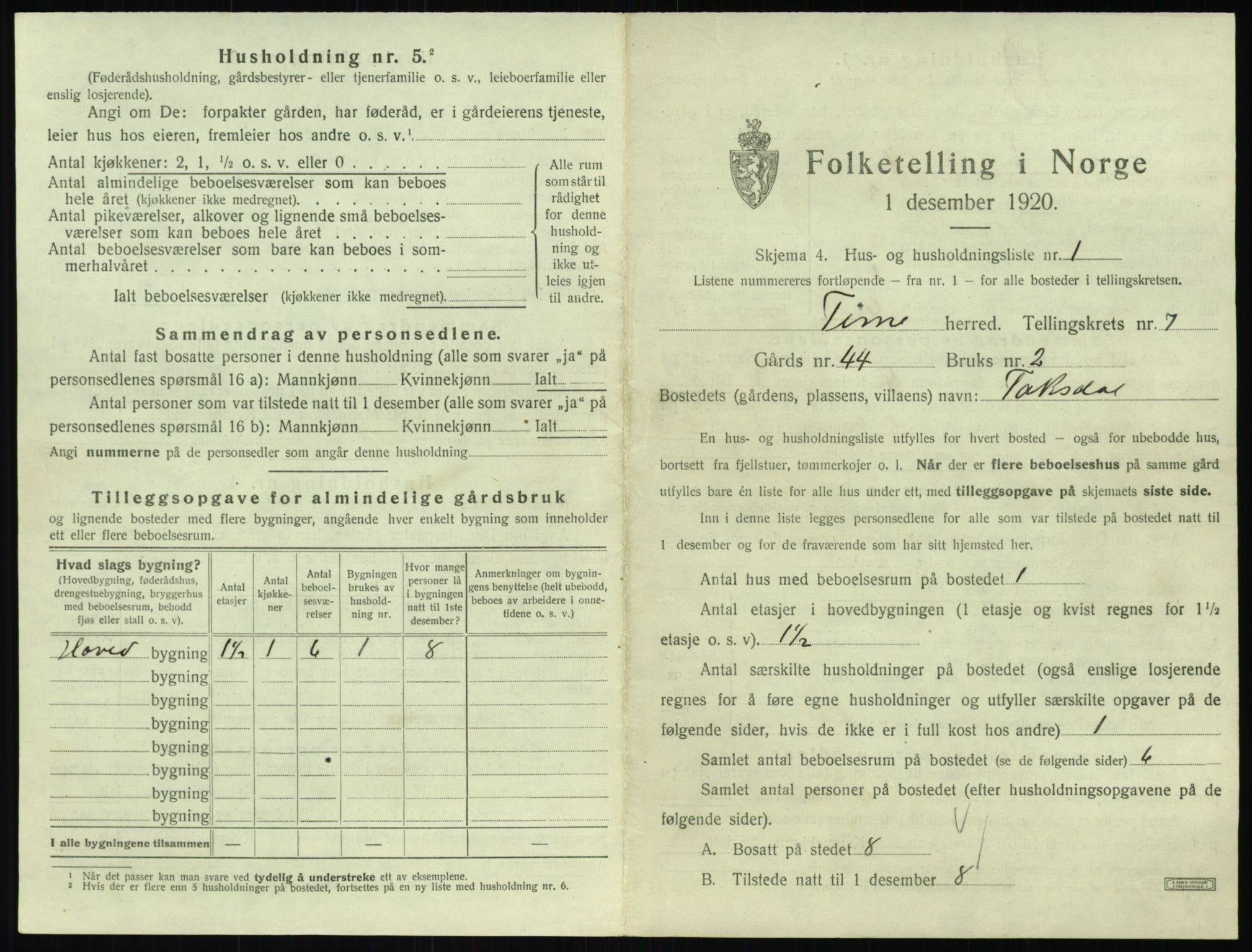 SAST, 1920 census for Time, 1920, p. 1015