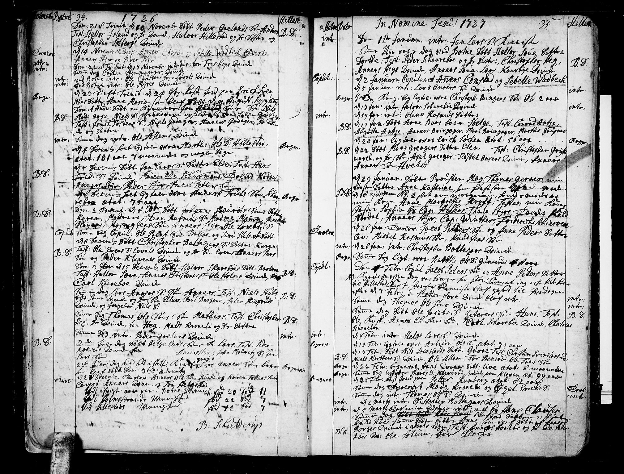 Botne kirkebøker, AV/SAKO-A-340/F/Fa/L0001a: Parish register (official) no. I 1A, 1707-1778, p. 34-35