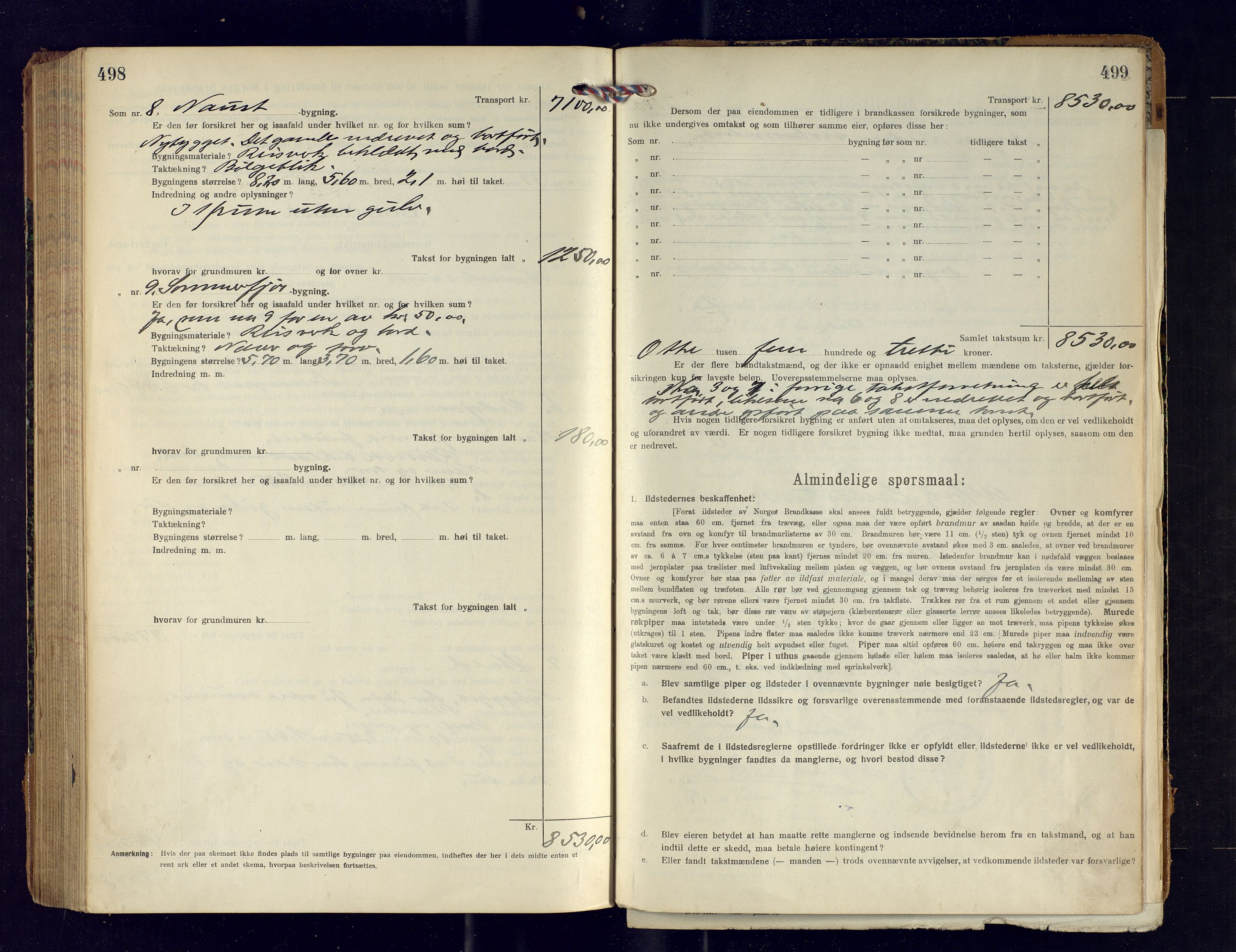 Tromsøysund lensmannskontor, SATØ/SATØ-12/F/Fs/Fsb/L0744: Branntakstprotokoll (S). Med register, 1918-1921, p. 498-499