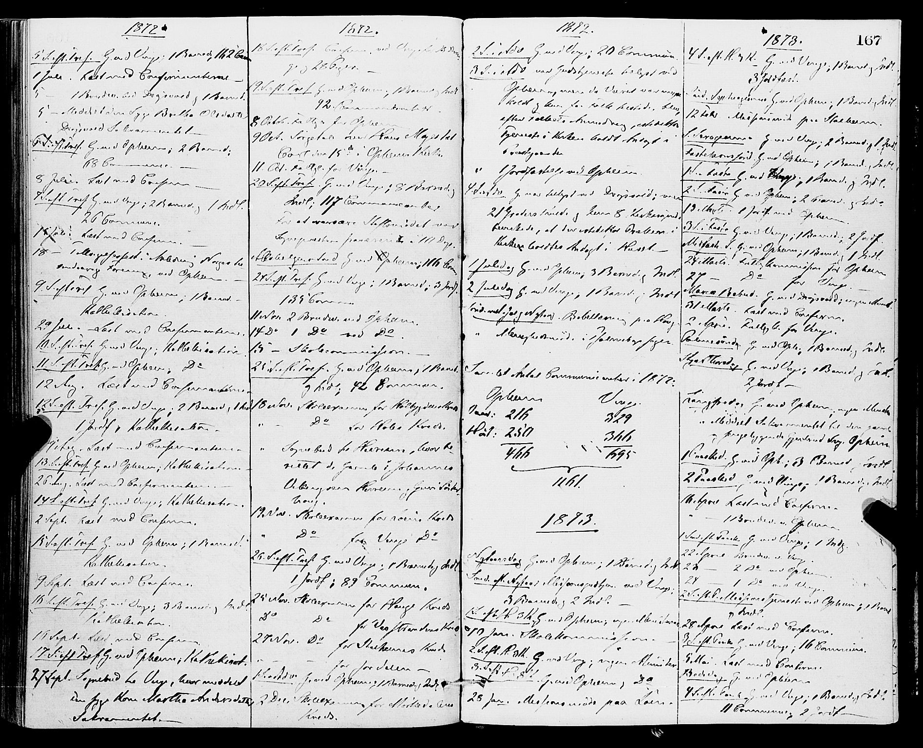 Vossestrand Sokneprestembete, AV/SAB-A-79101/H/Haa: Parish register (official) no. A 1, 1866-1877, p. 167