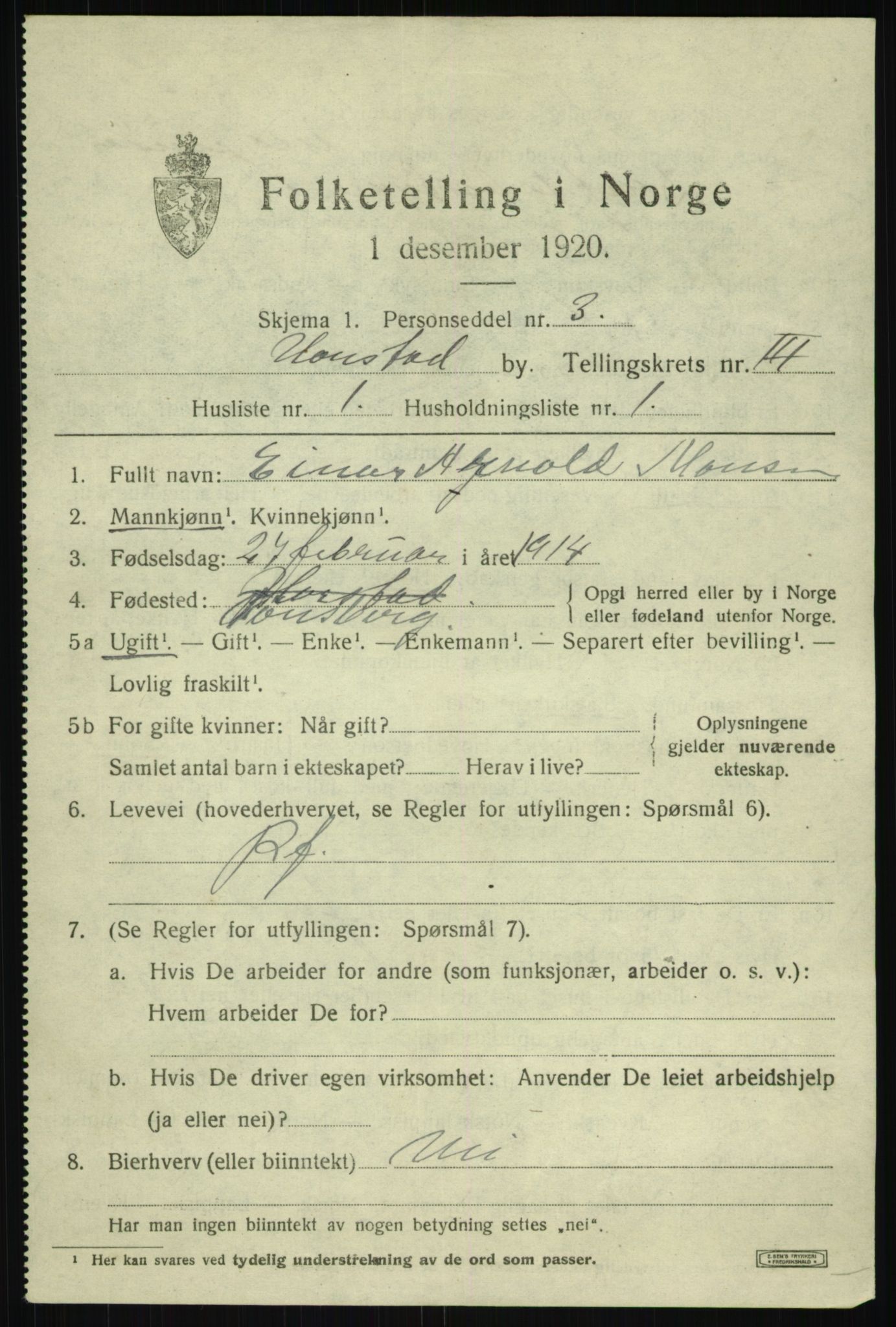 SATØ, 1920 census for Harstad, 1920, p. 4194