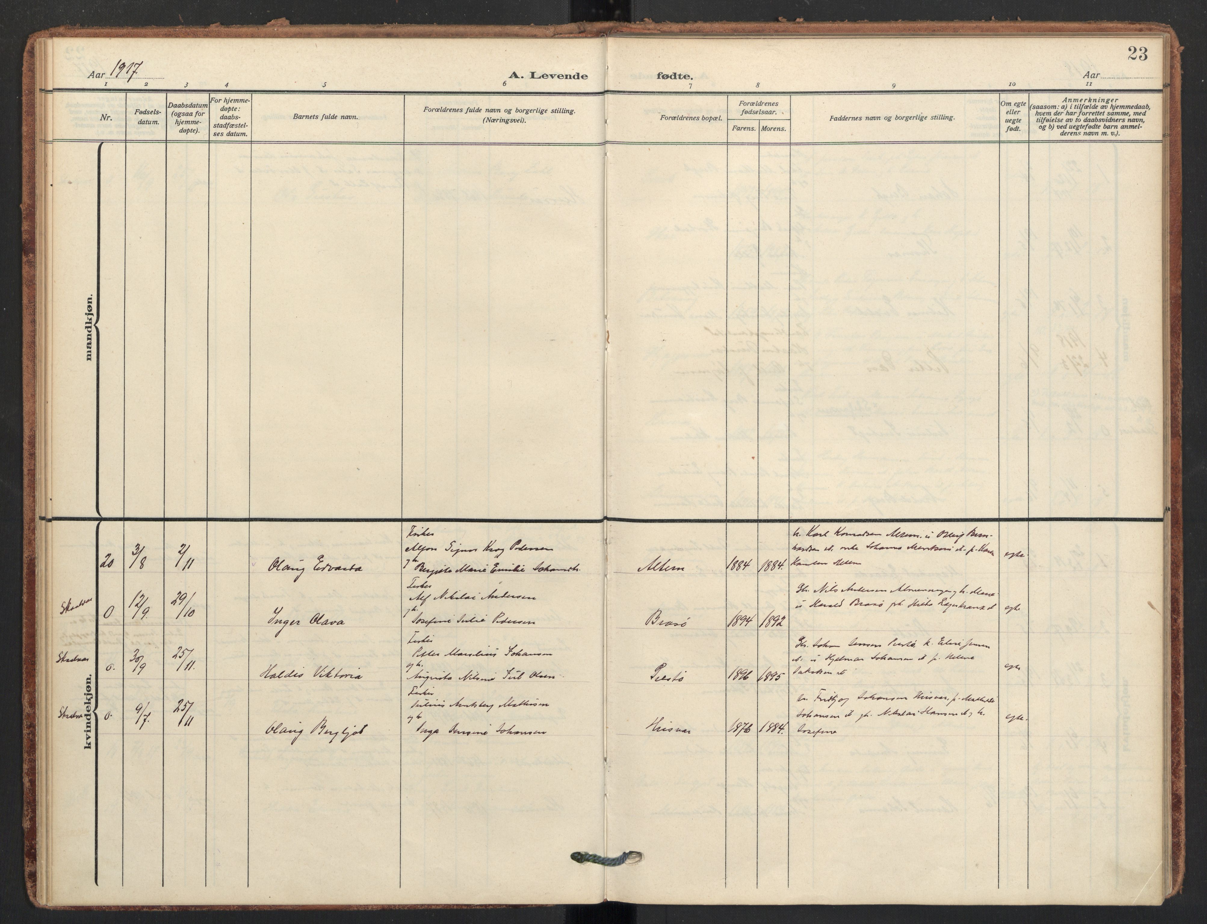 Ministerialprotokoller, klokkerbøker og fødselsregistre - Nordland, AV/SAT-A-1459/830/L0455: Parish register (official) no. 830A19, 1912-1942, p. 23