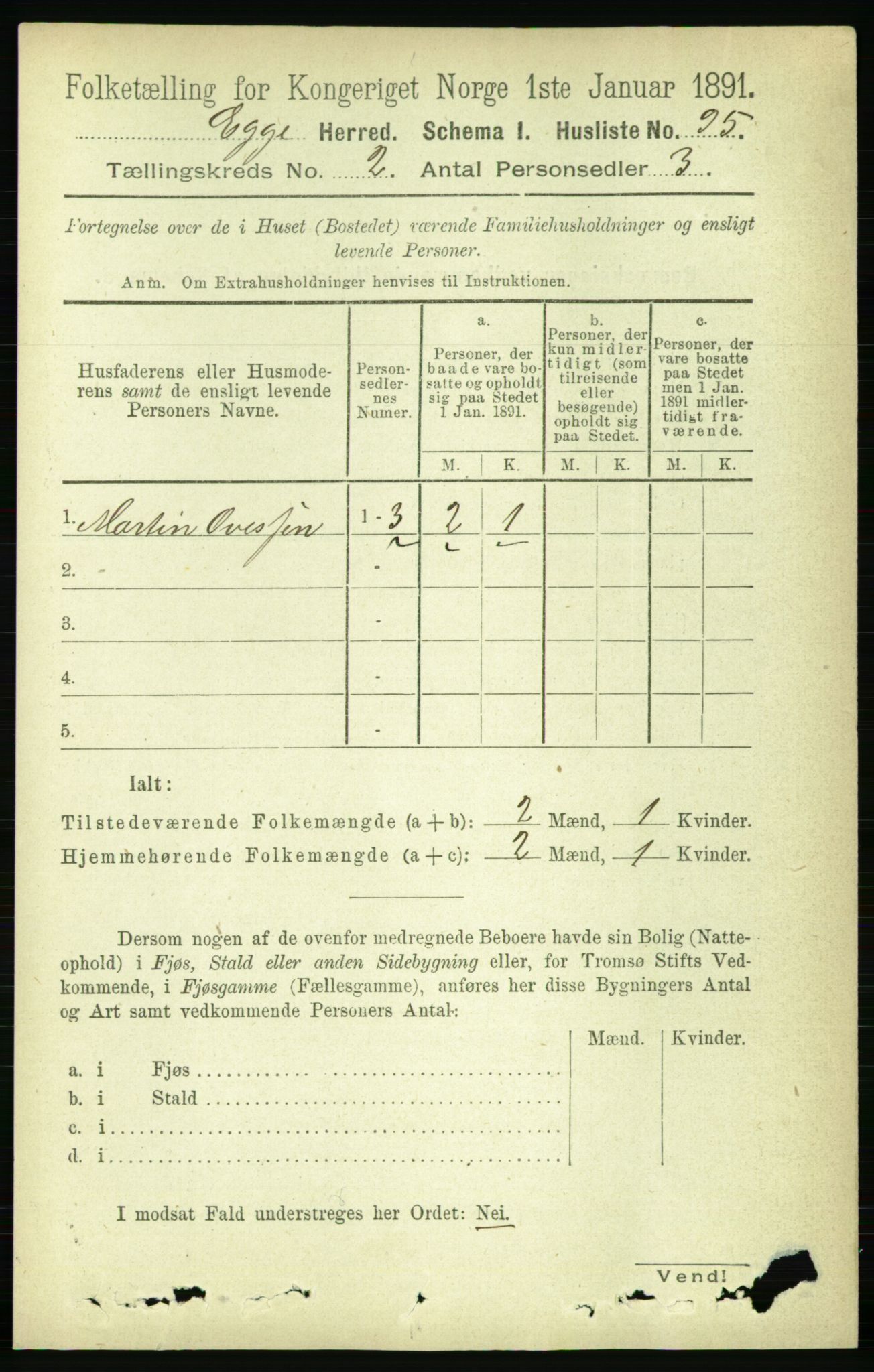 RA, 1891 census for 1733 Egge, 1891, p. 500