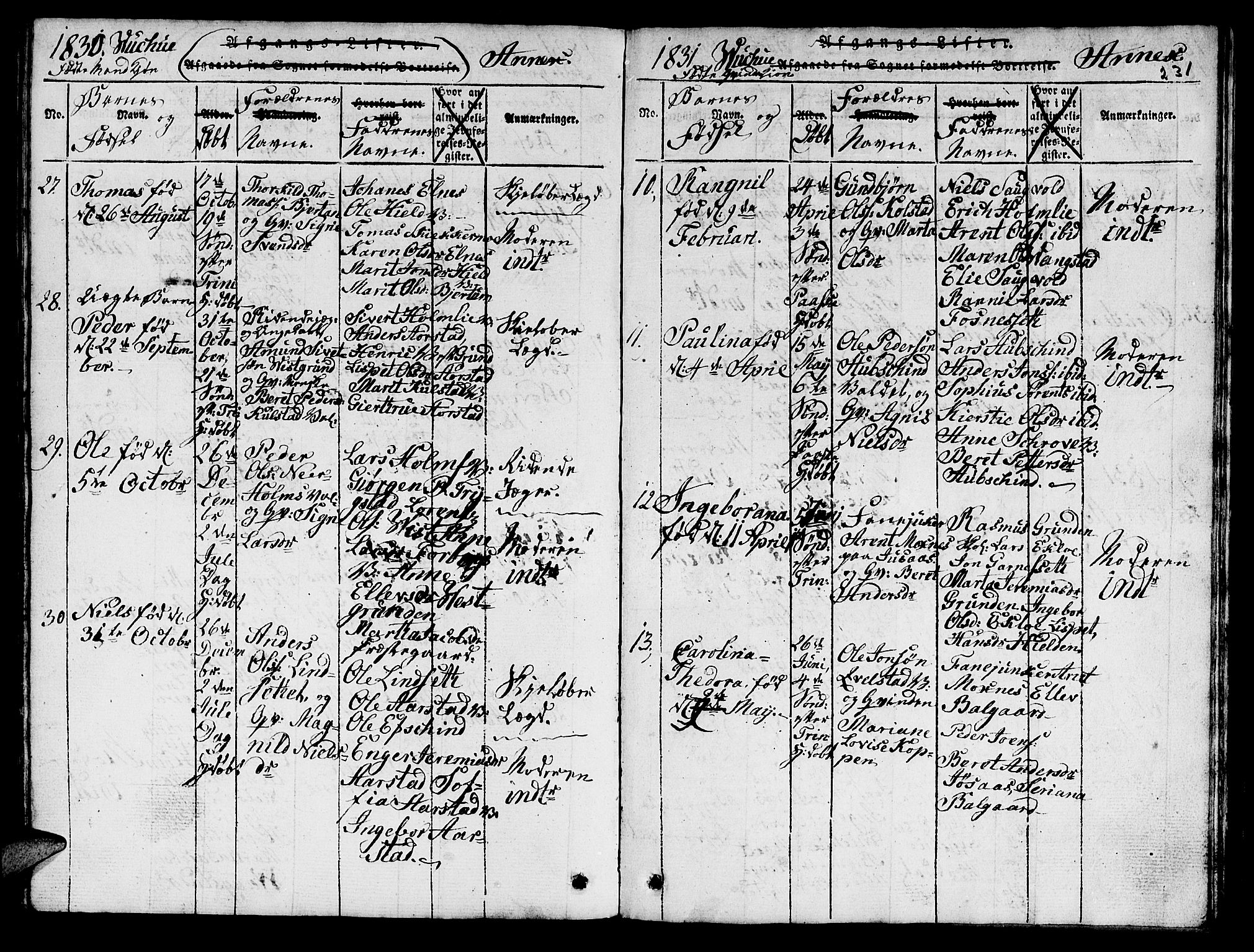 Ministerialprotokoller, klokkerbøker og fødselsregistre - Nord-Trøndelag, SAT/A-1458/724/L0265: Parish register (copy) no. 724C01, 1816-1845, p. 231