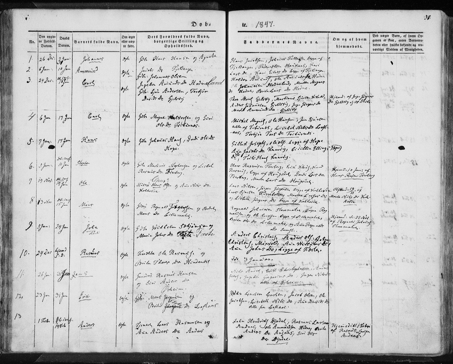 Lindås Sokneprestembete, AV/SAB-A-76701/H/Haa/Haaa/L0010: Parish register (official) no. A 10, 1842-1862, p. 38