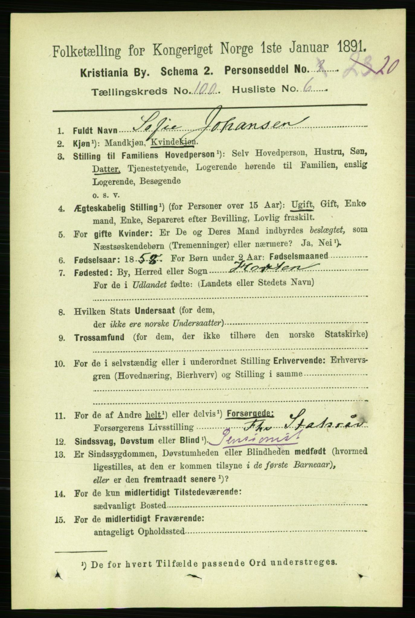 RA, 1891 census for 0301 Kristiania, 1891, p. 49407