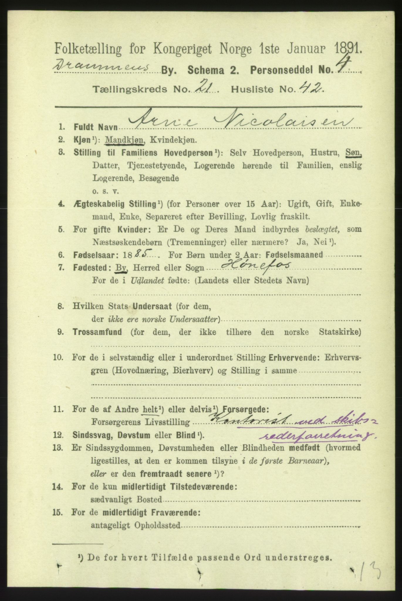 RA, 1891 census for 0602 Drammen, 1891, p. 13541