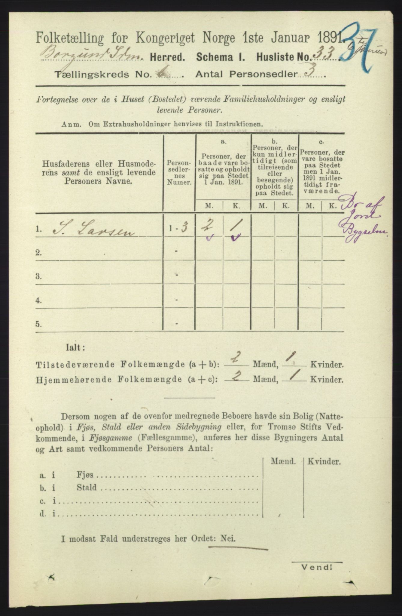 RA, 1891 census for 1531 Borgund, 1891, p. 1563