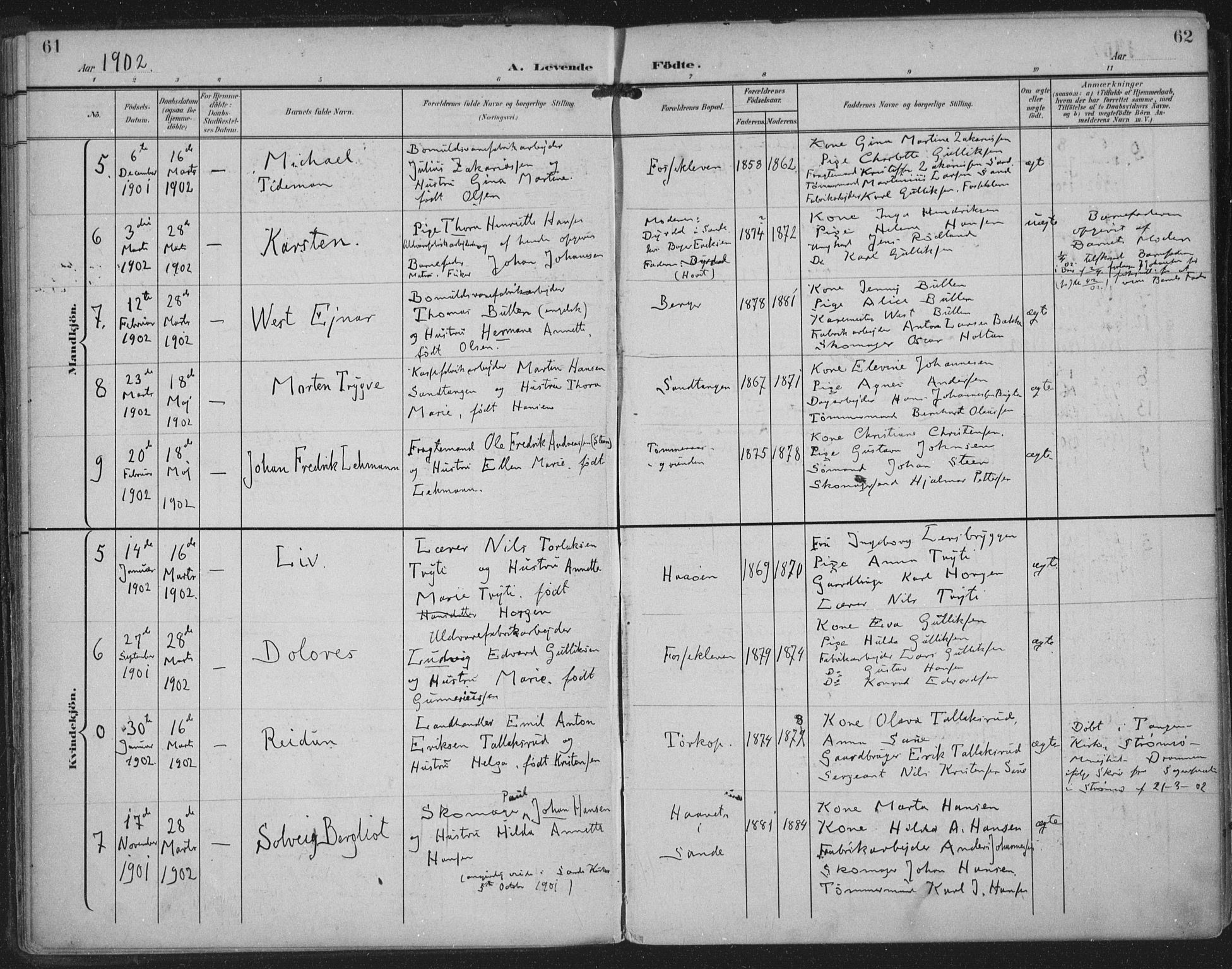 Strømm kirkebøker, SAKO/A-322/F/Fa/L0005: Parish register (official) no. I 5, 1898-1919, p. 61-62