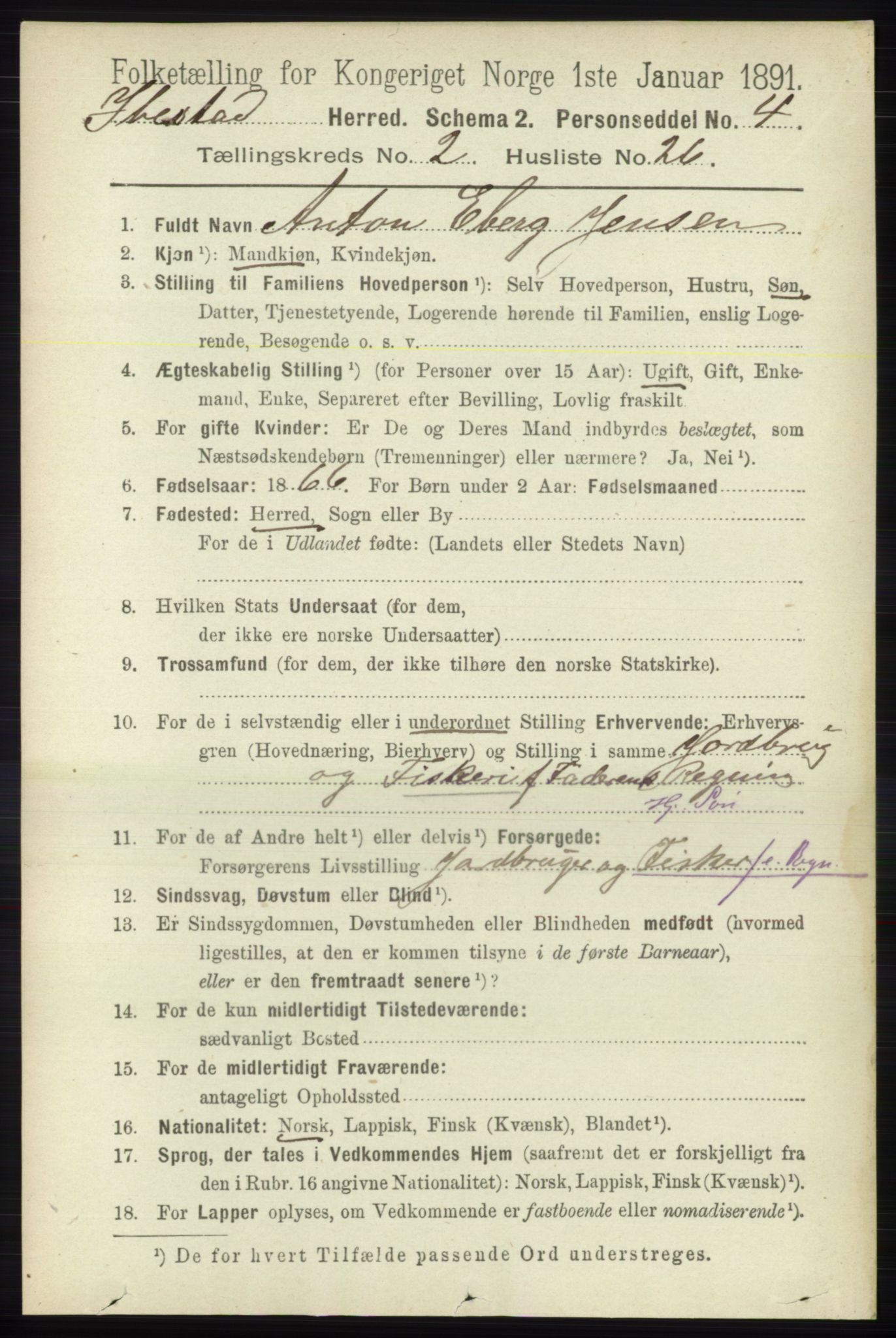 RA, 1891 census for 1917 Ibestad, 1891, p. 979