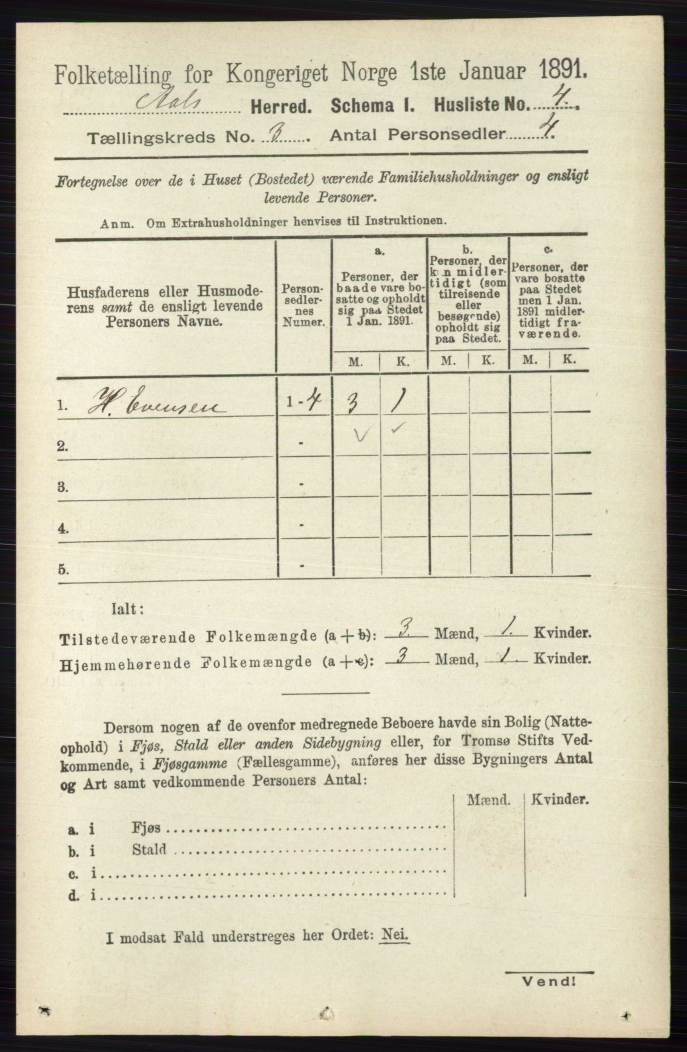 RA, 1891 census for 0619 Ål, 1891, p. 598