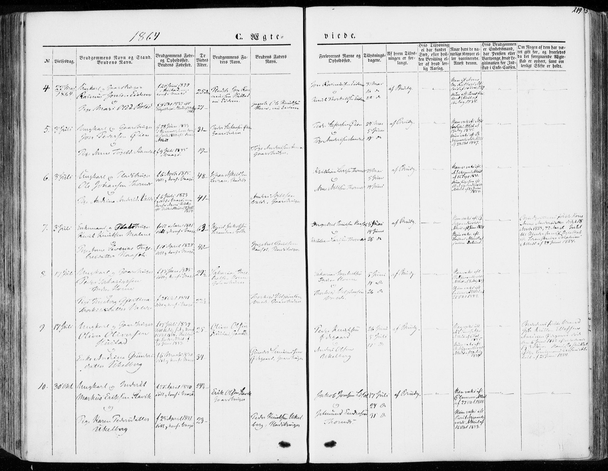 Ministerialprotokoller, klokkerbøker og fødselsregistre - Møre og Romsdal, AV/SAT-A-1454/565/L0748: Parish register (official) no. 565A02, 1845-1872, p. 219