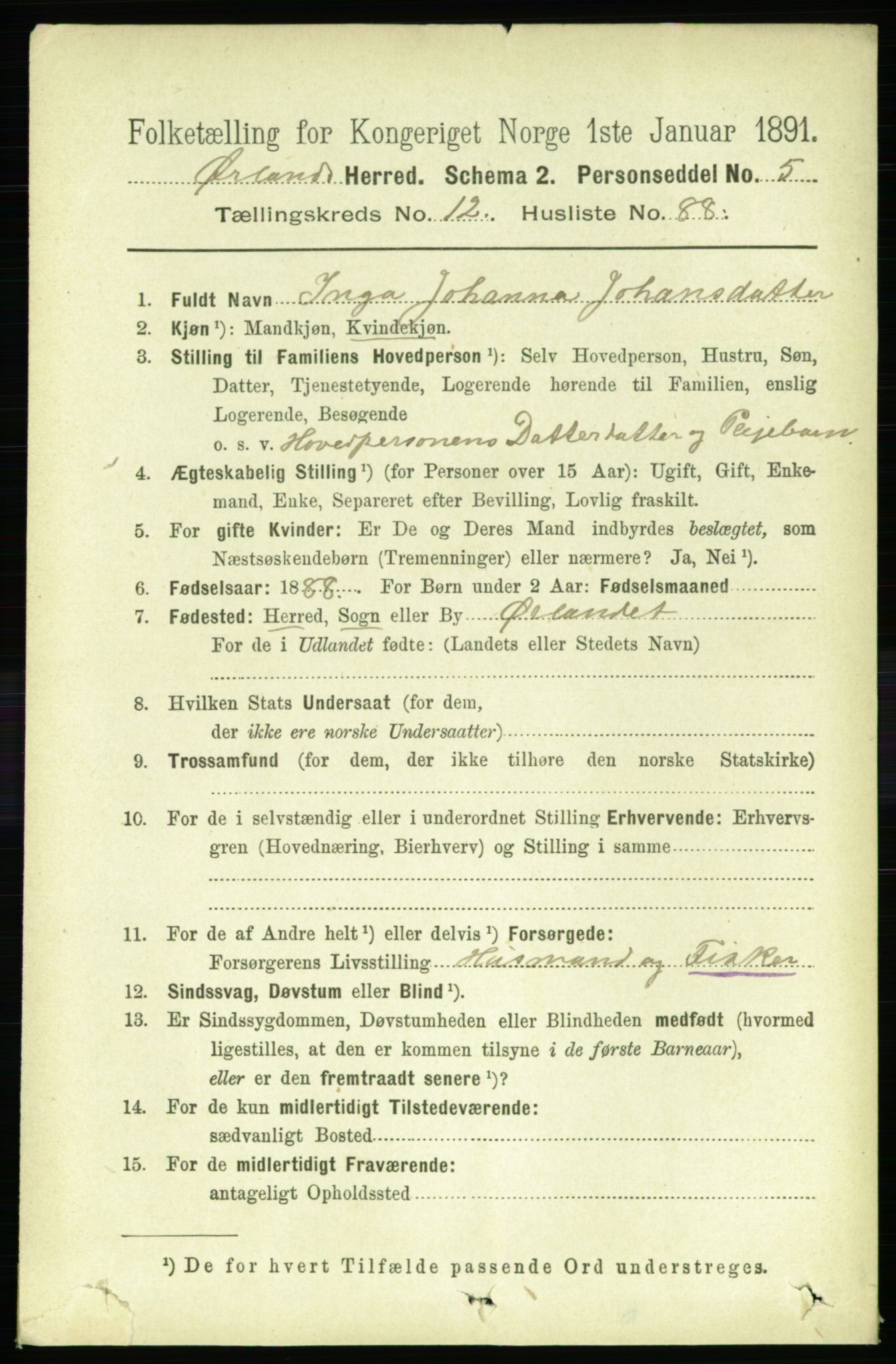 RA, 1891 census for 1621 Ørland, 1891, p. 5814