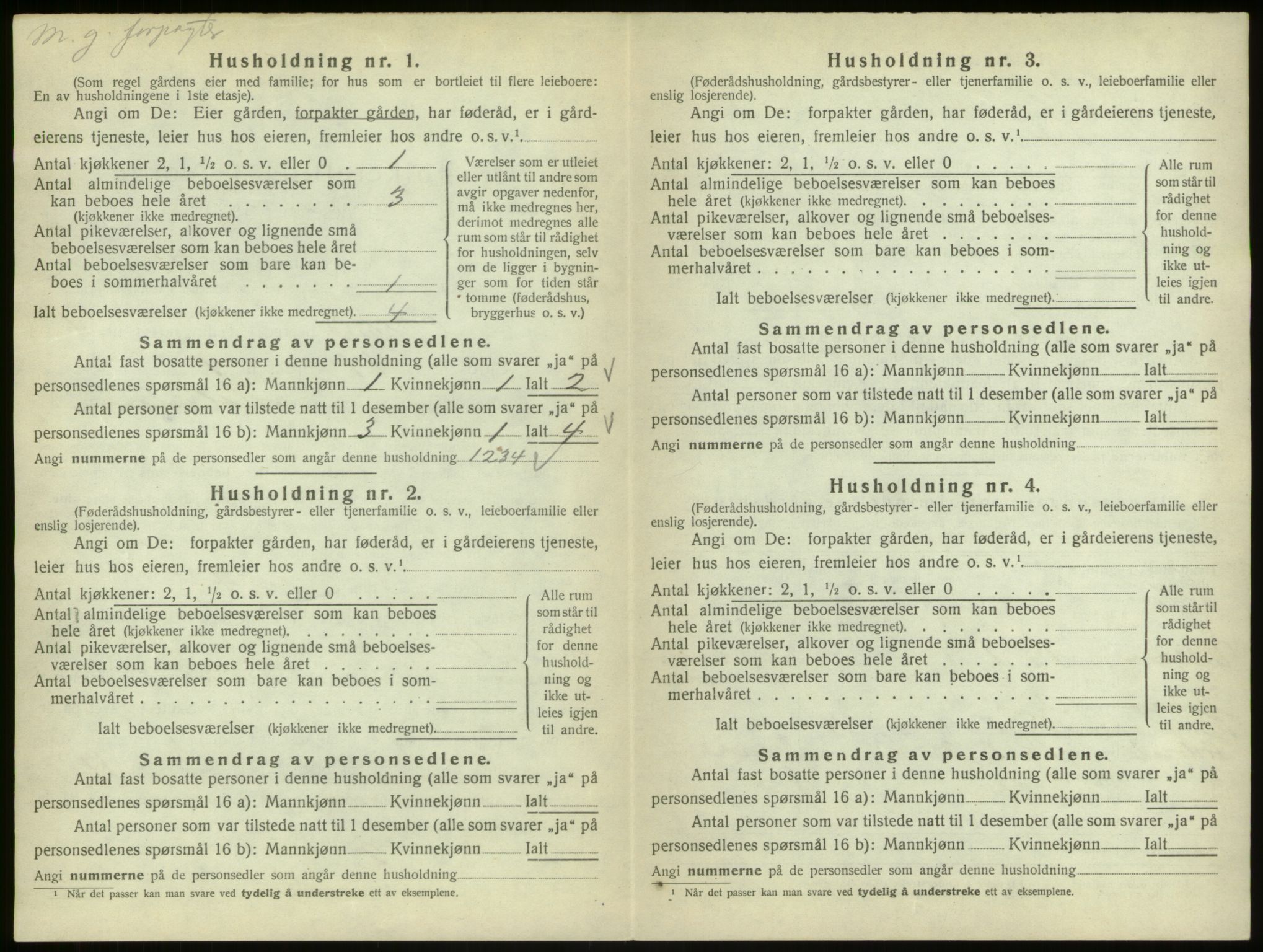 SAB, 1920 census for Ulvik, 1920, p. 44