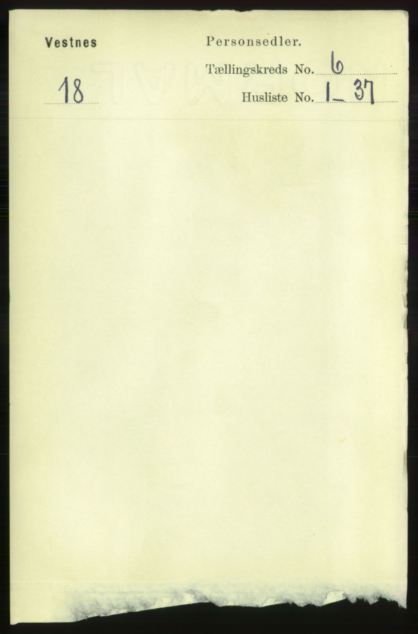 RA, 1891 census for 1535 Vestnes, 1891, p. 2192