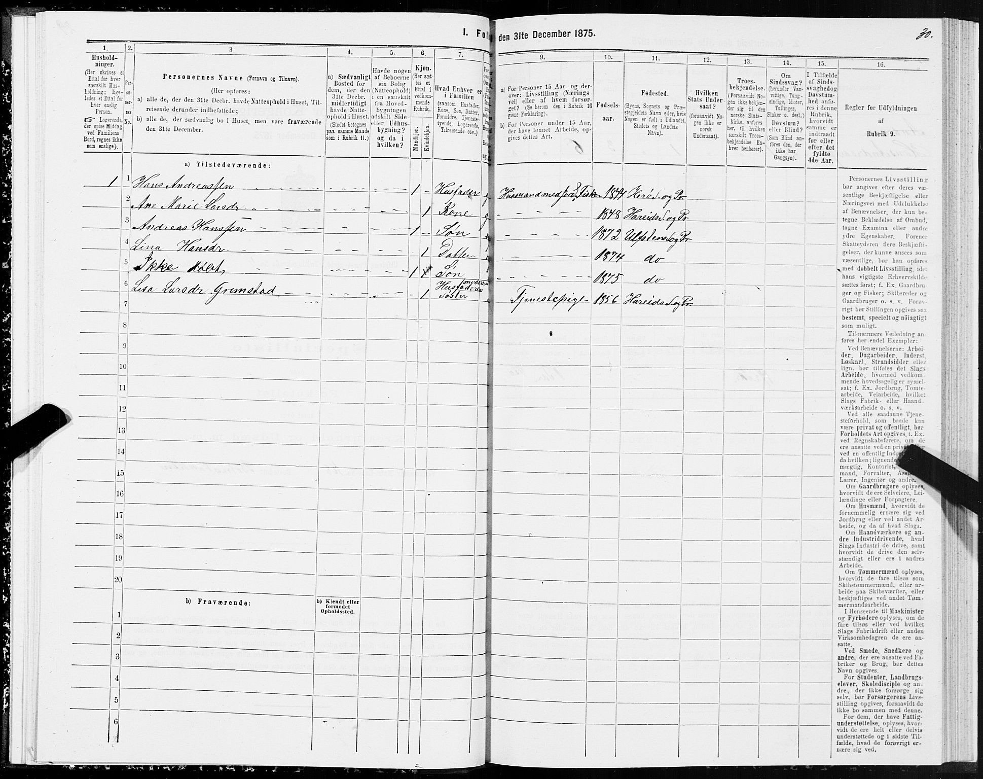 SAT, 1875 census for 1516P Ulstein, 1875, p. 2030