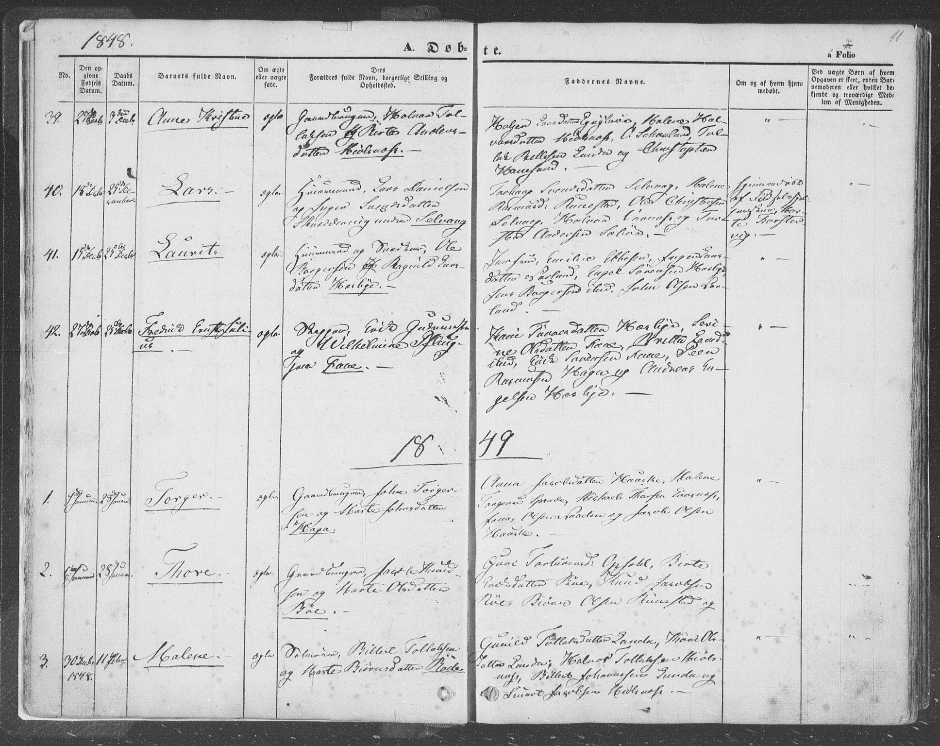 Finnøy sokneprestkontor, SAST/A-101825/H/Ha/Haa/L0007: Parish register (official) no. A 7, 1847-1862, p. 11