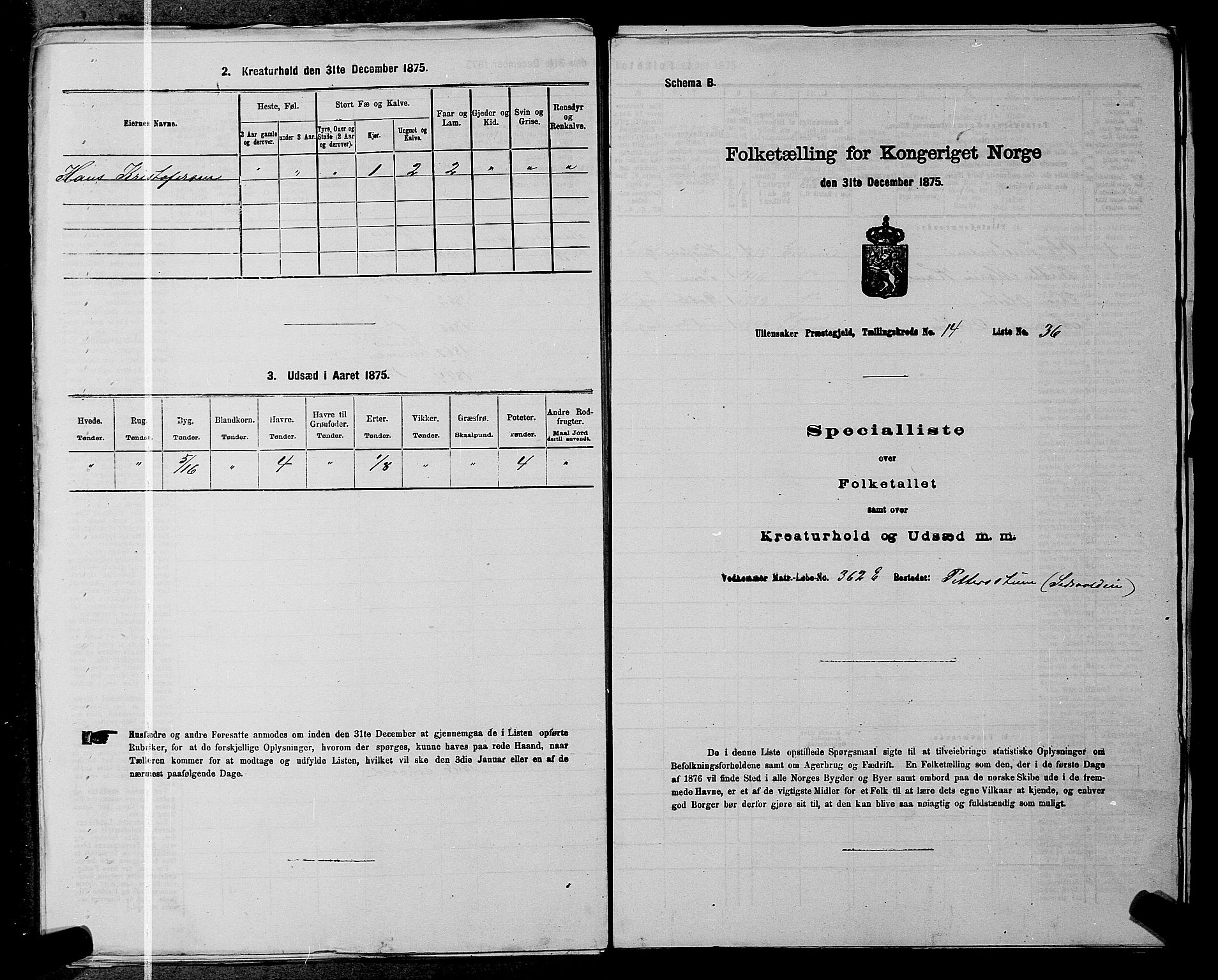 RA, 1875 census for 0235P Ullensaker, 1875, p. 2027