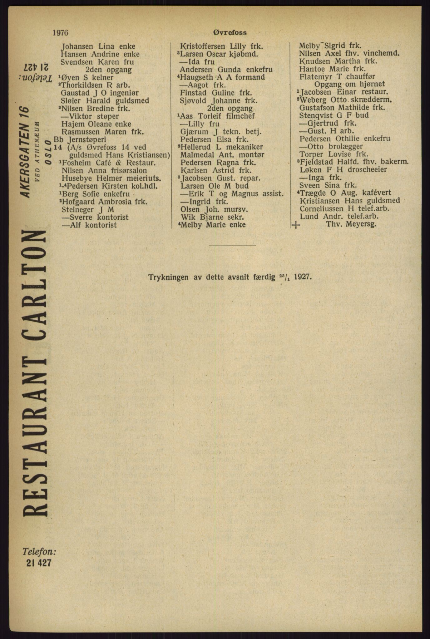 Kristiania/Oslo adressebok, PUBL/-, 1927, p. 1976