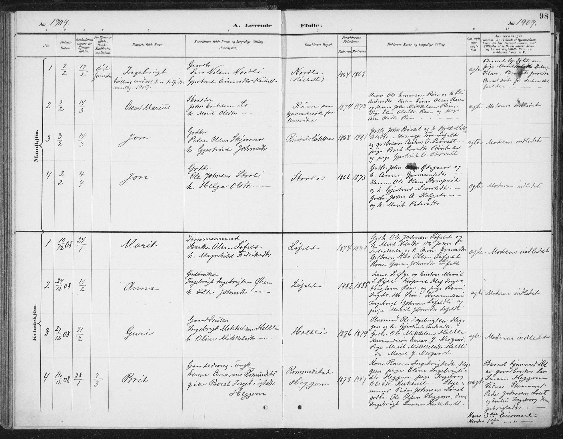 Ministerialprotokoller, klokkerbøker og fødselsregistre - Møre og Romsdal, AV/SAT-A-1454/598/L1072: Parish register (official) no. 598A06, 1896-1910, p. 98