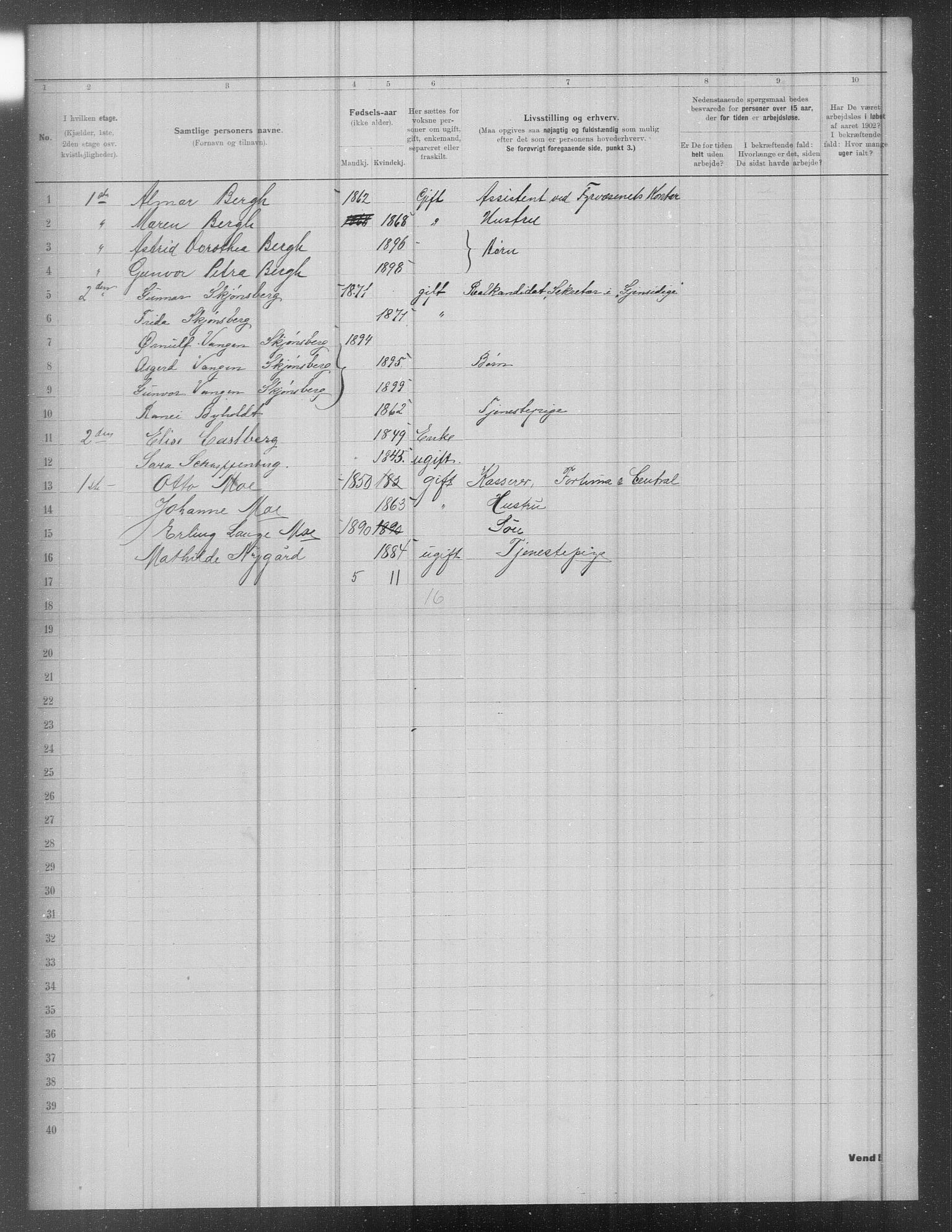 OBA, Municipal Census 1902 for Kristiania, 1902, p. 1504