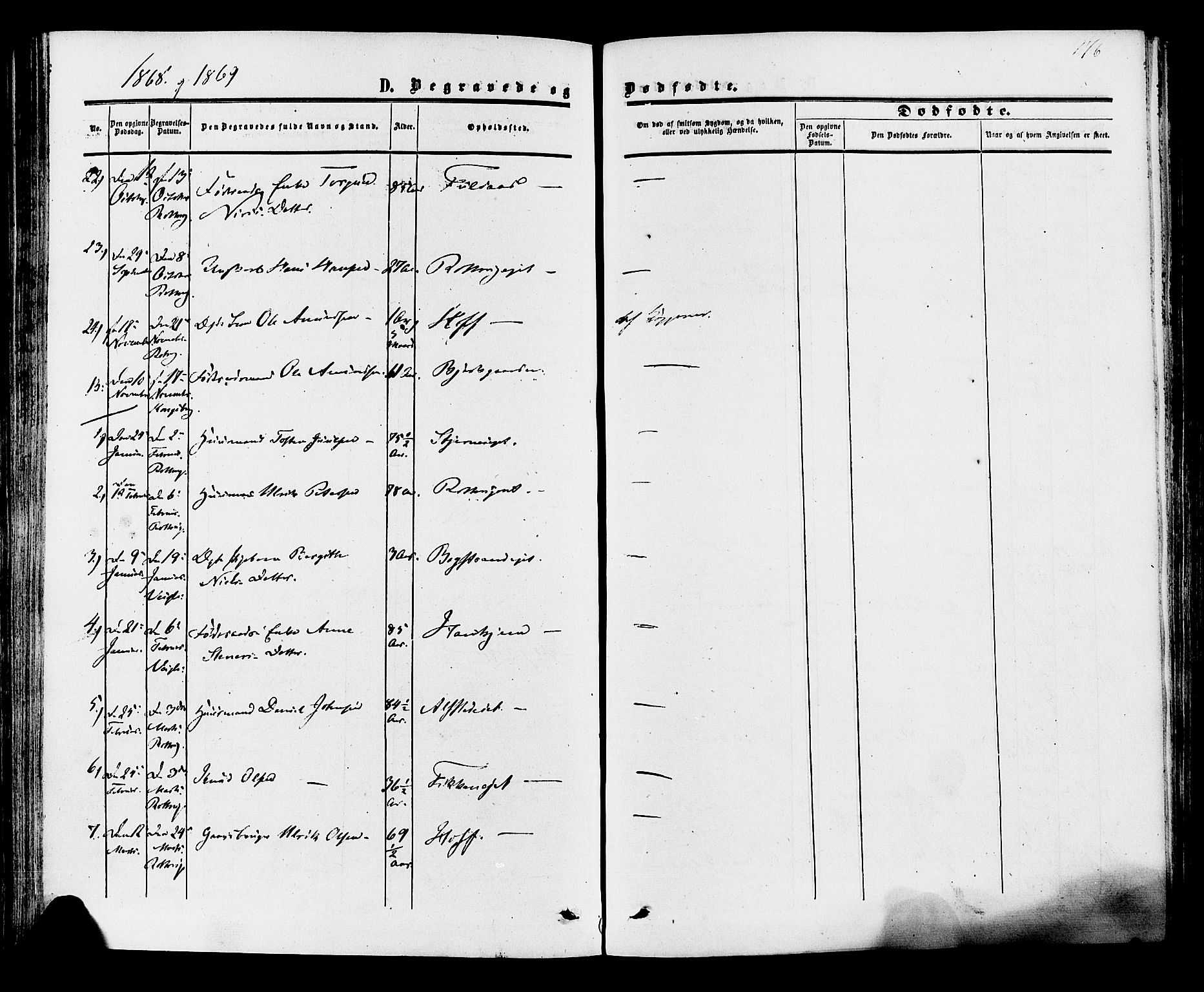 Rollag kirkebøker, SAKO/A-240/F/Fa/L0009: Parish register (official) no. I 9, 1860-1874, p. 176