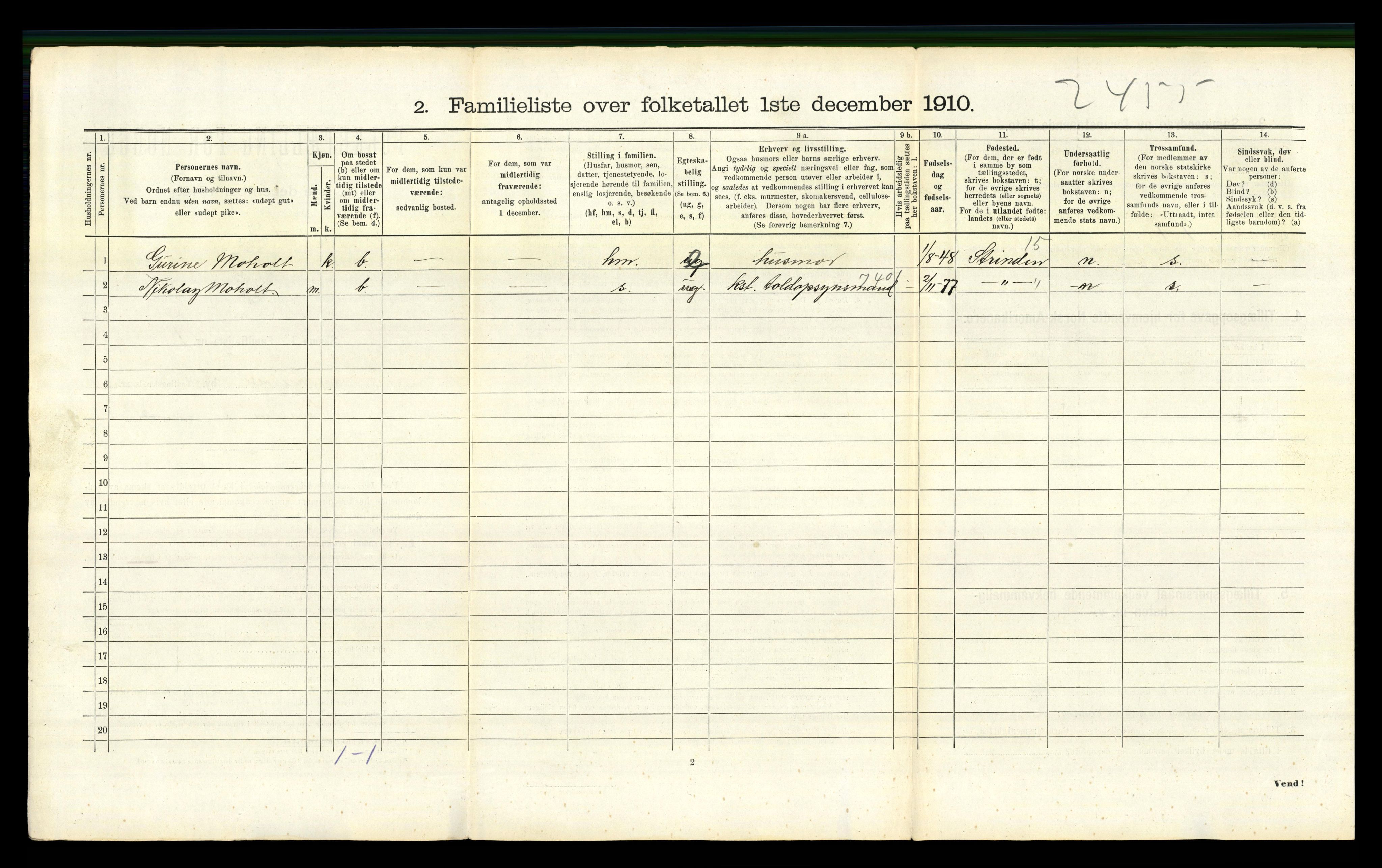 RA, 1910 census for Trondheim, 1910, p. 14618