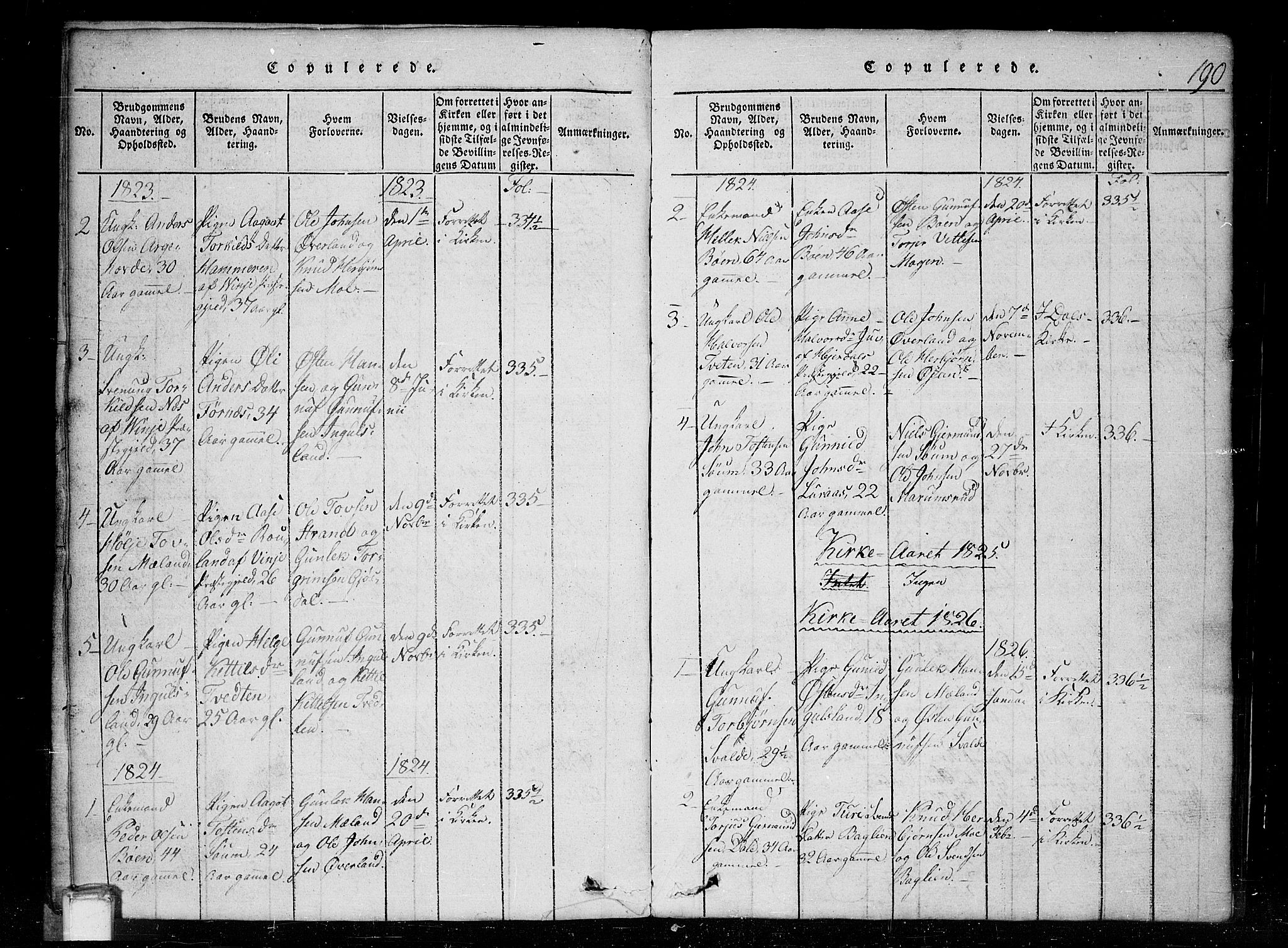 Tinn kirkebøker, SAKO/A-308/G/Gc/L0001: Parish register (copy) no. III 1, 1815-1879, p. 190