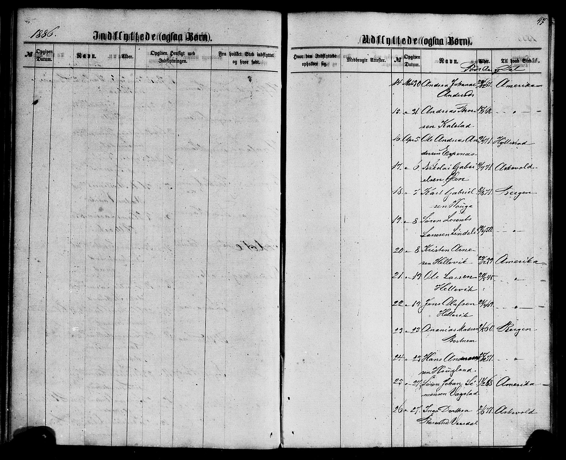 Fjaler sokneprestembete, AV/SAB-A-79801/H/Haa/Haaa/L0010: Parish register (official) no. A 10, 1866-1886, p. 47